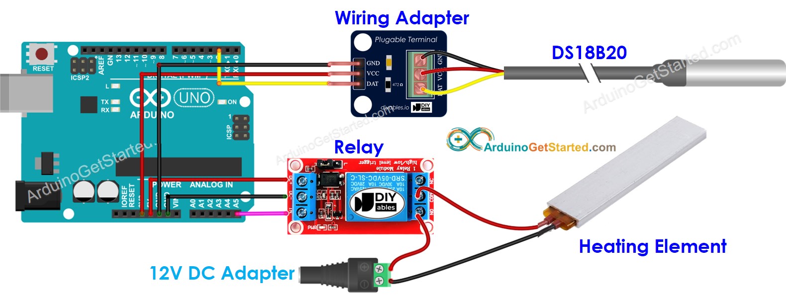 Schaltplan der Arduino-Temperaturregelung des Heizsystems