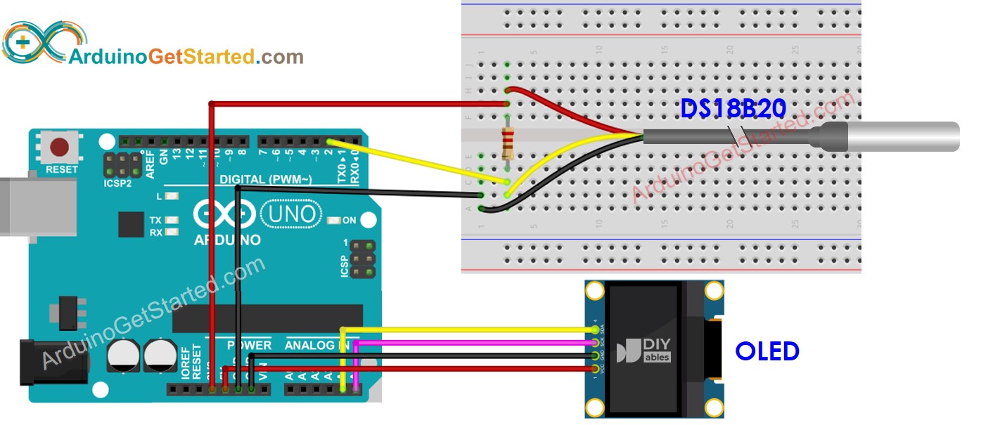 Arduino-Temperatursensor OLED-Schaltplan