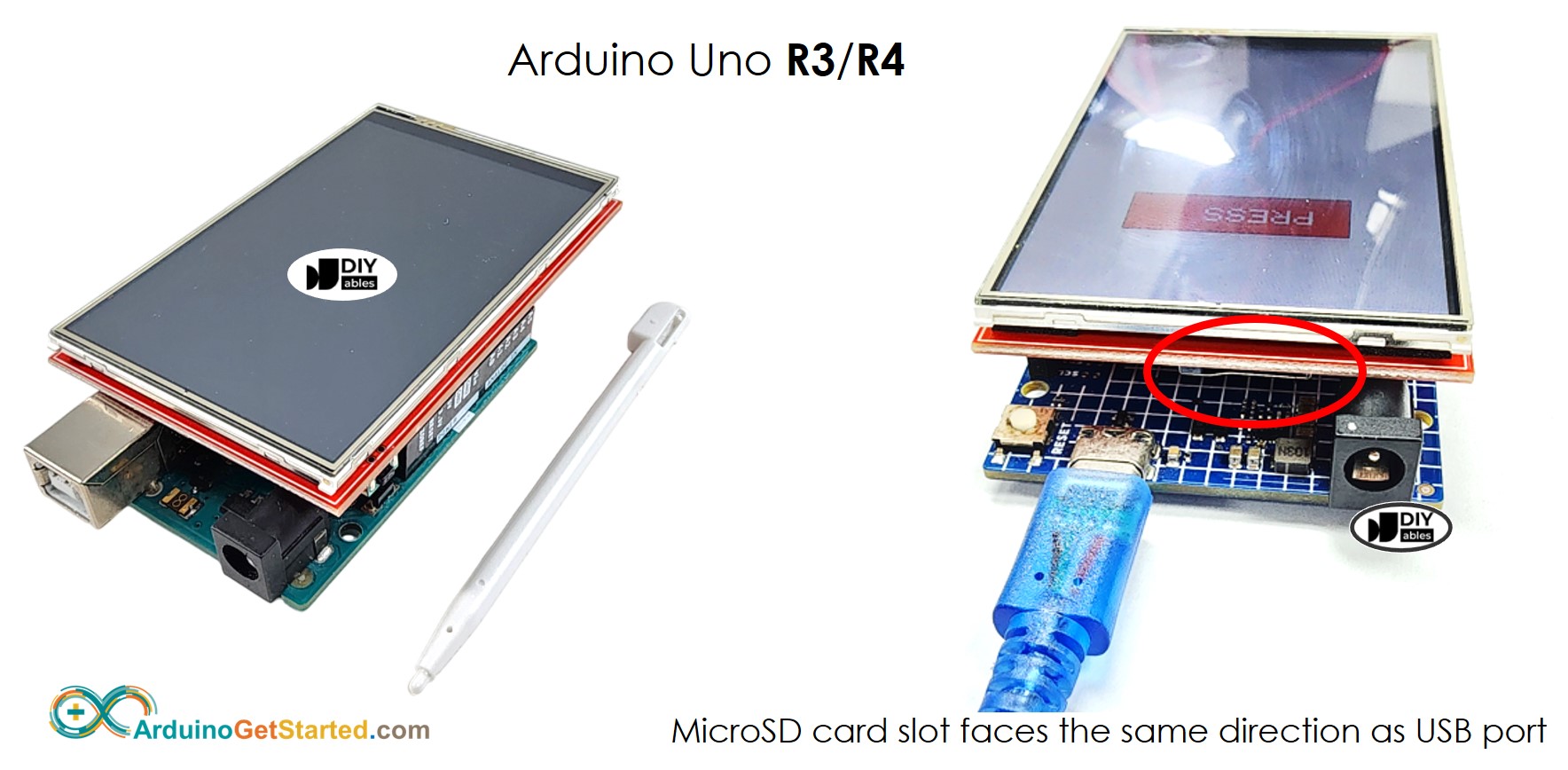 Arduino TFT-LCD-Touch Verdrahtungsdiagramm