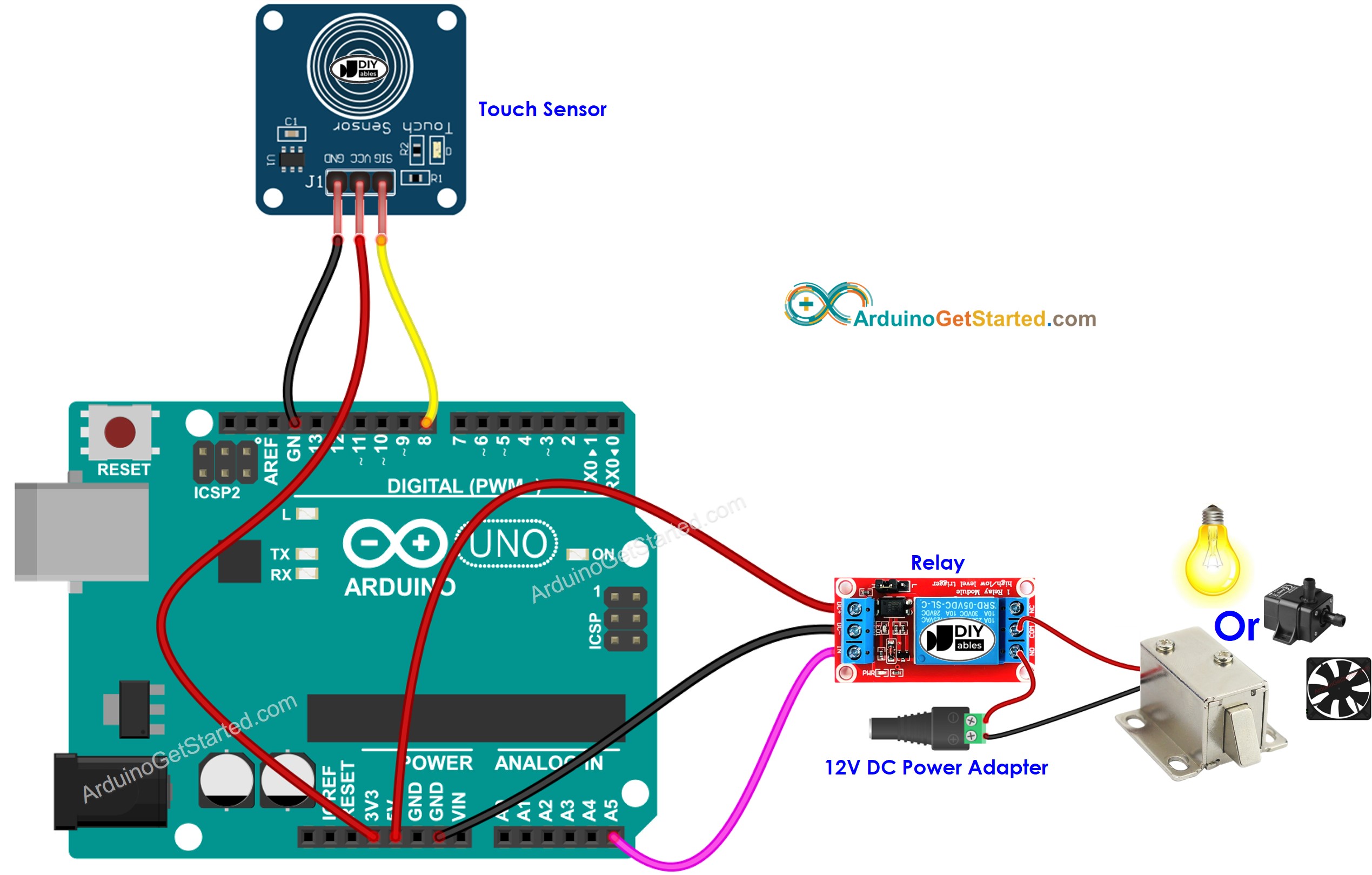 Arduino-Berührungssensor-Relais-Schaltplan