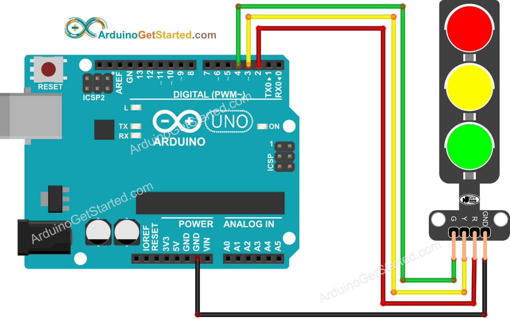 Schaltplan einer Arduino-Ampel