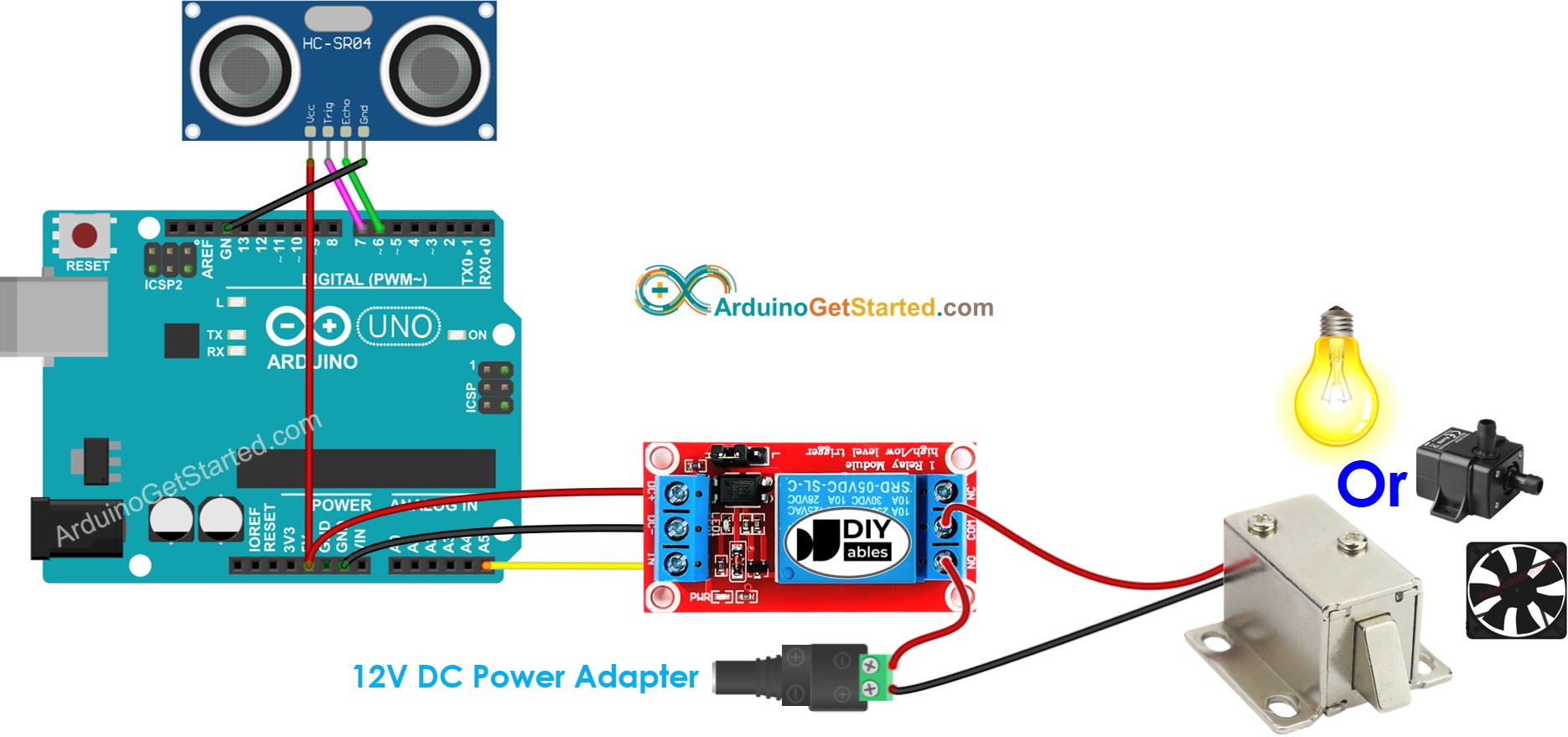 Relais-Schaltplan für Arduino-Ultraschallsensor