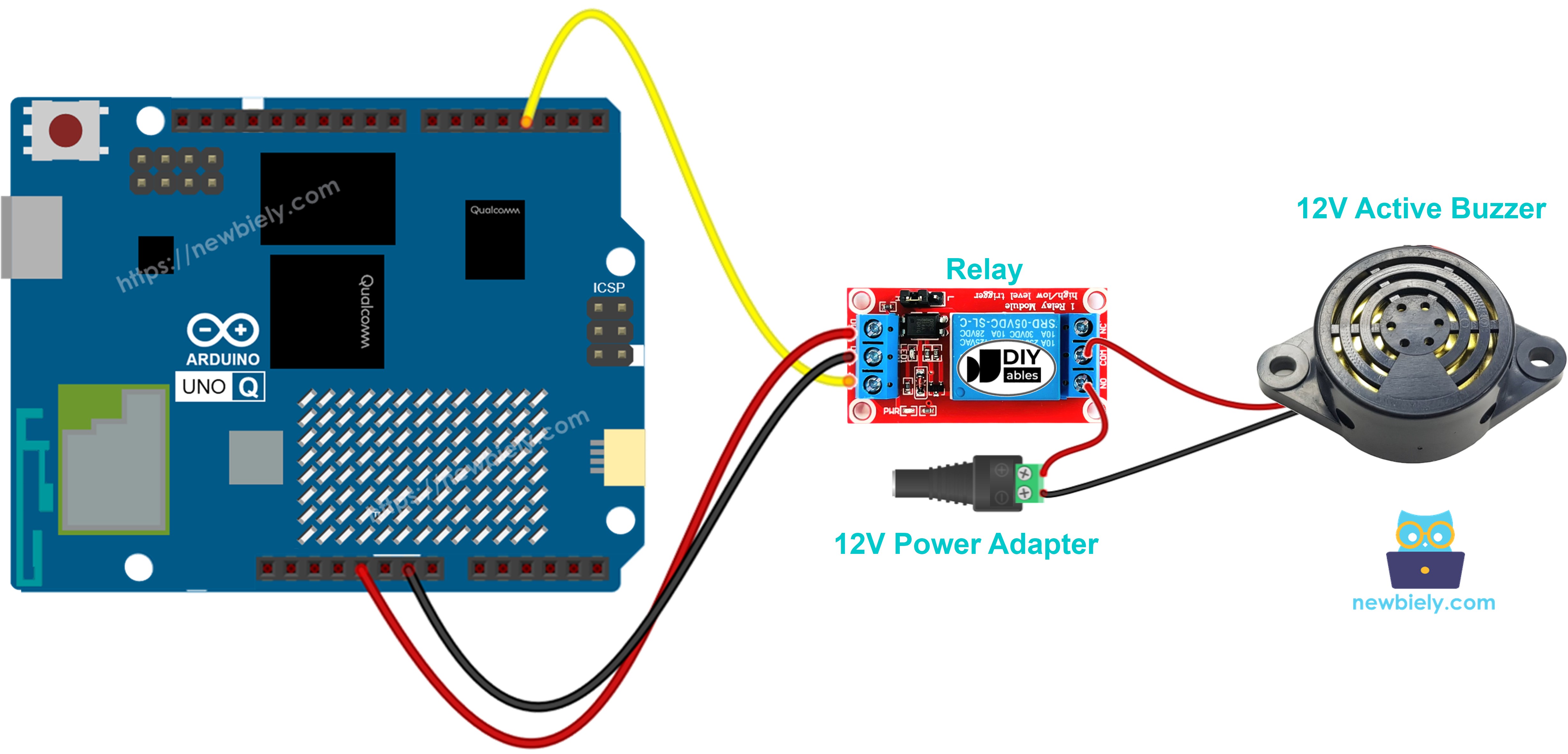 Arduino UNO Q 12V aktiver Summer Schaltplan