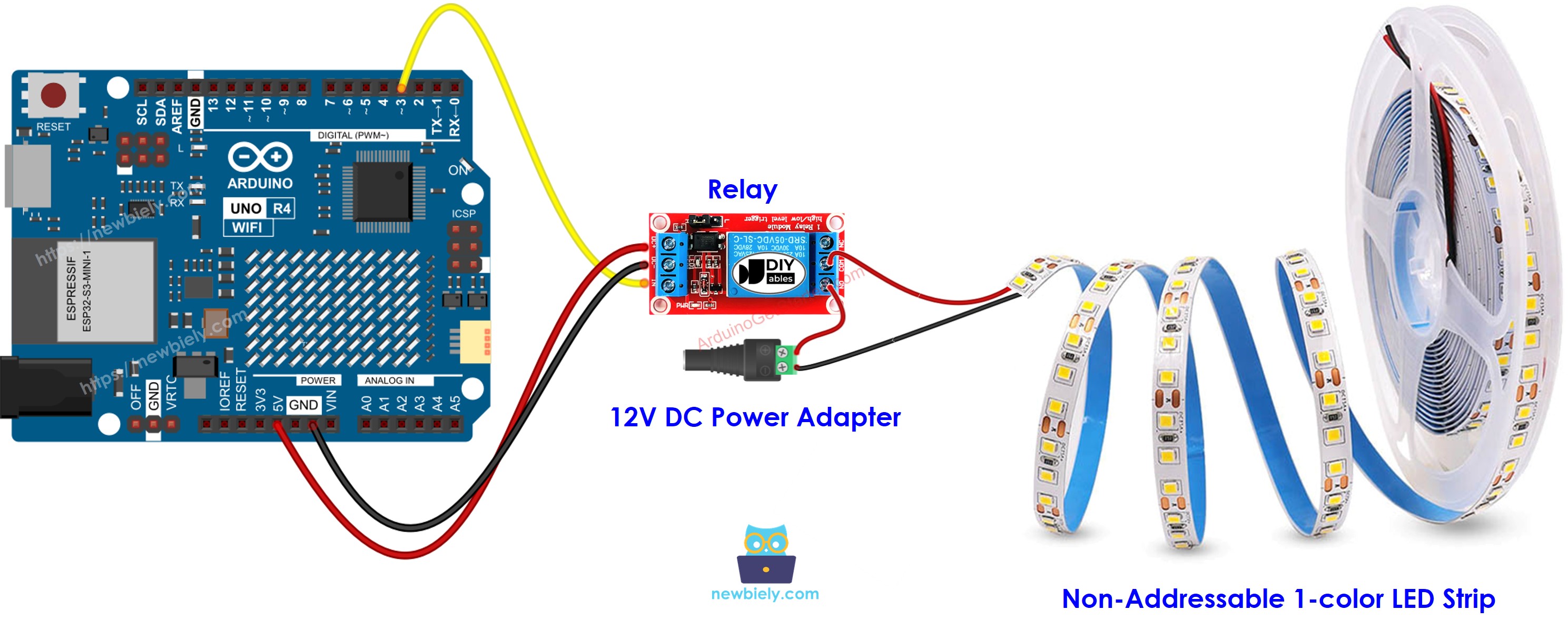 Arduino UNO Q 12V RGB LED Strip Wiring Diagram
