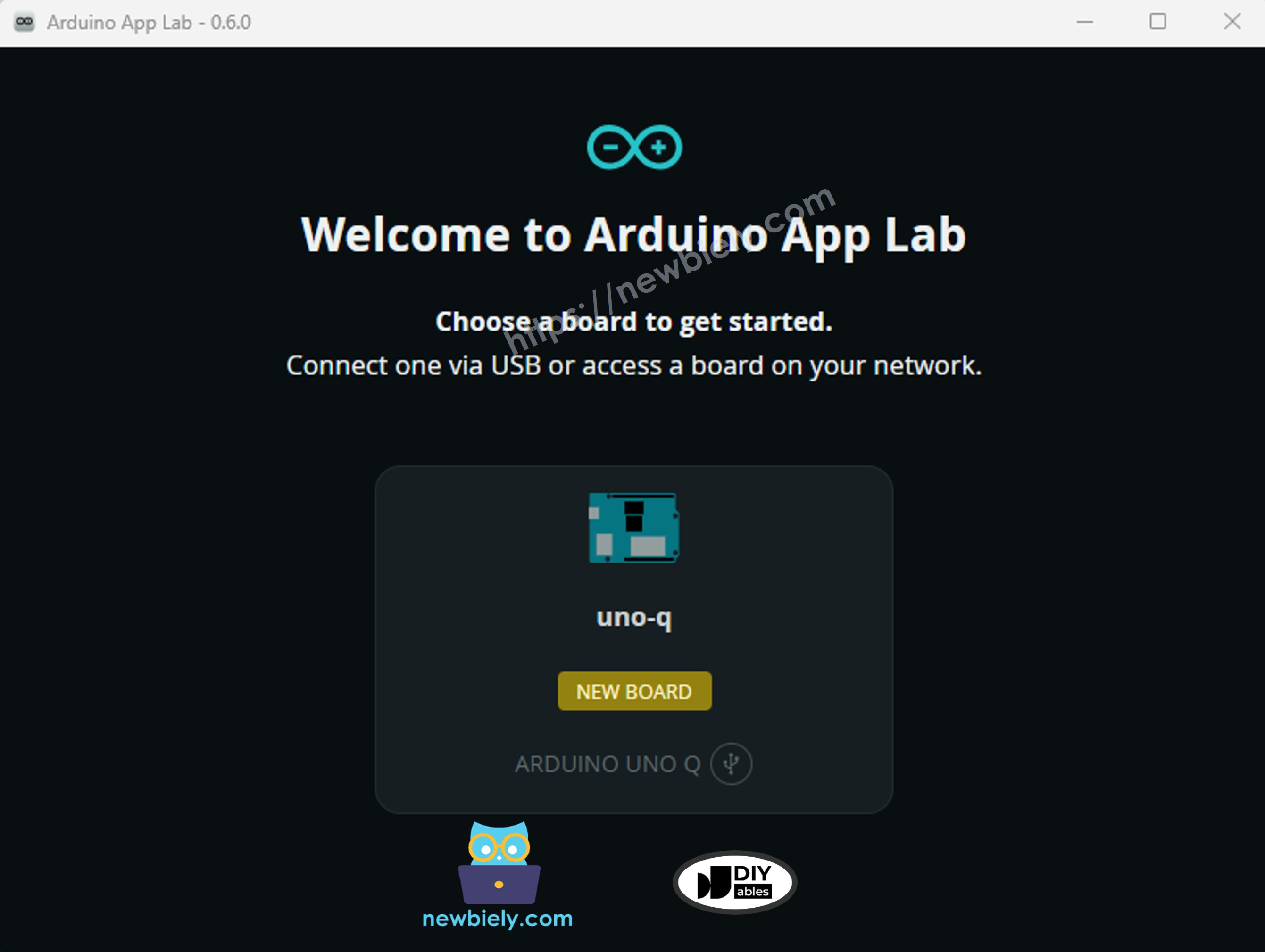 Arduino App Lab – Platine erkannt