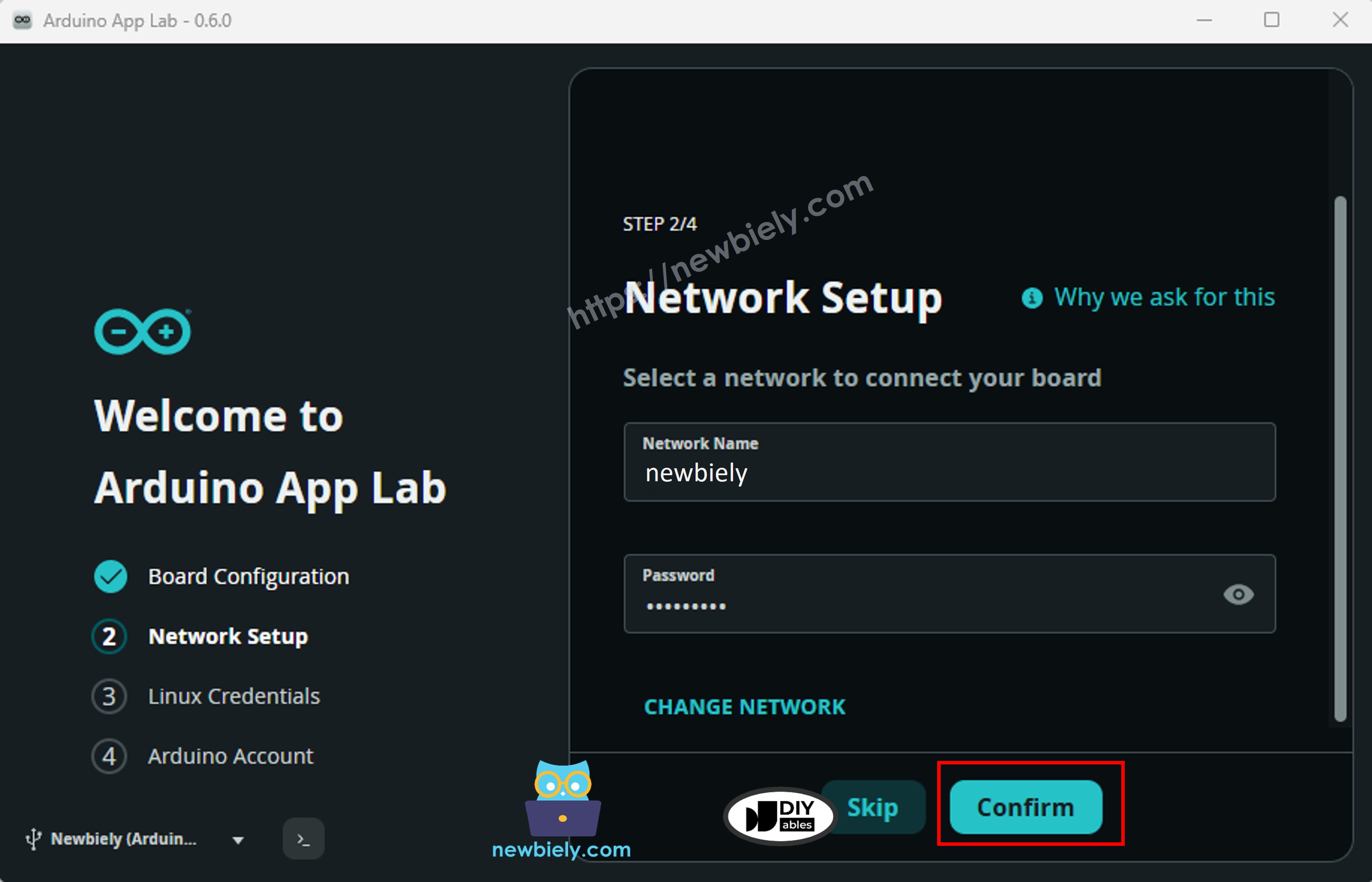 Arduino App Lab – Wi-Fi-Anmeldedaten