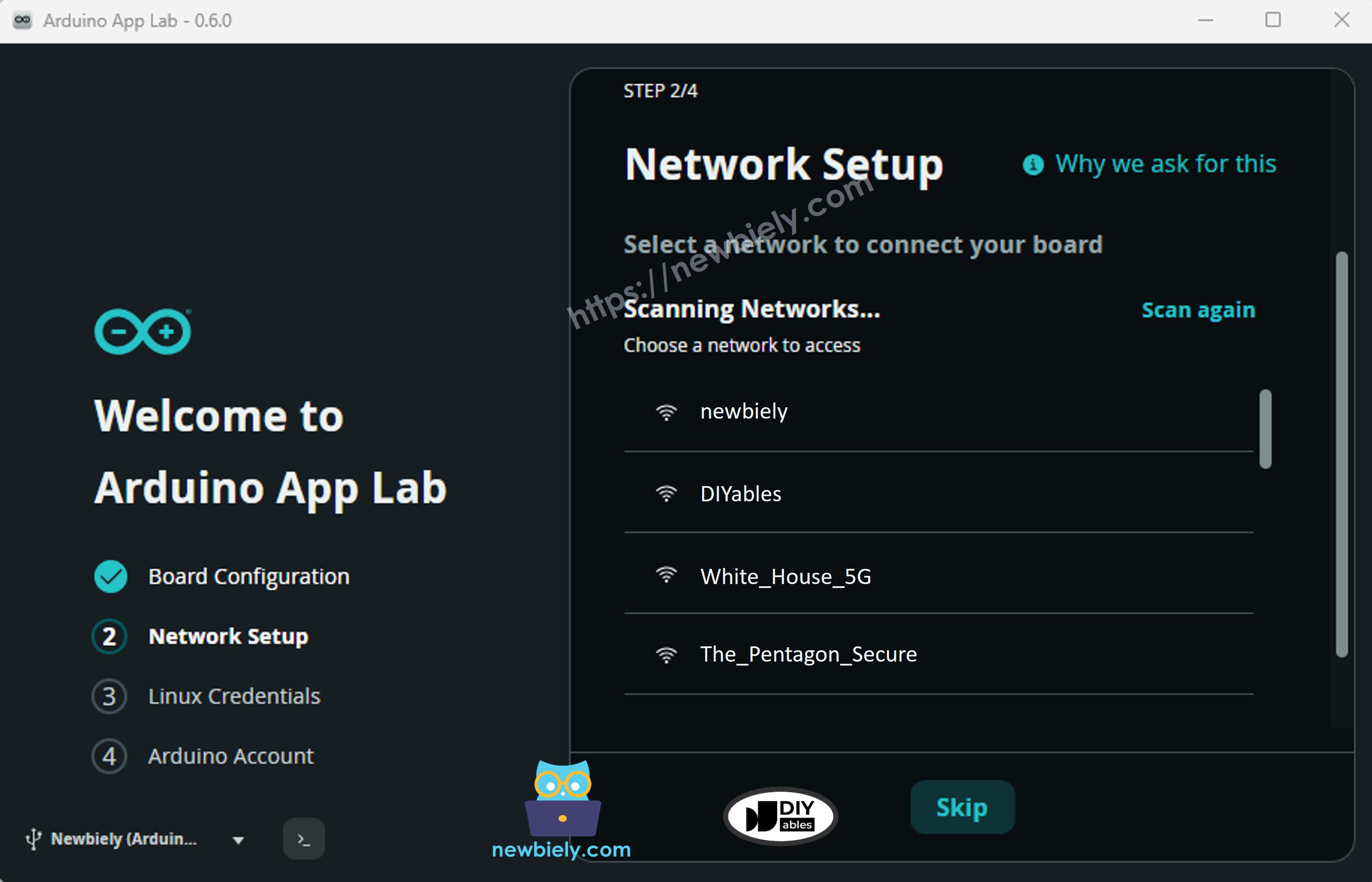 Arduino App Lab – Wi-Fi-Netzwerk-Scan