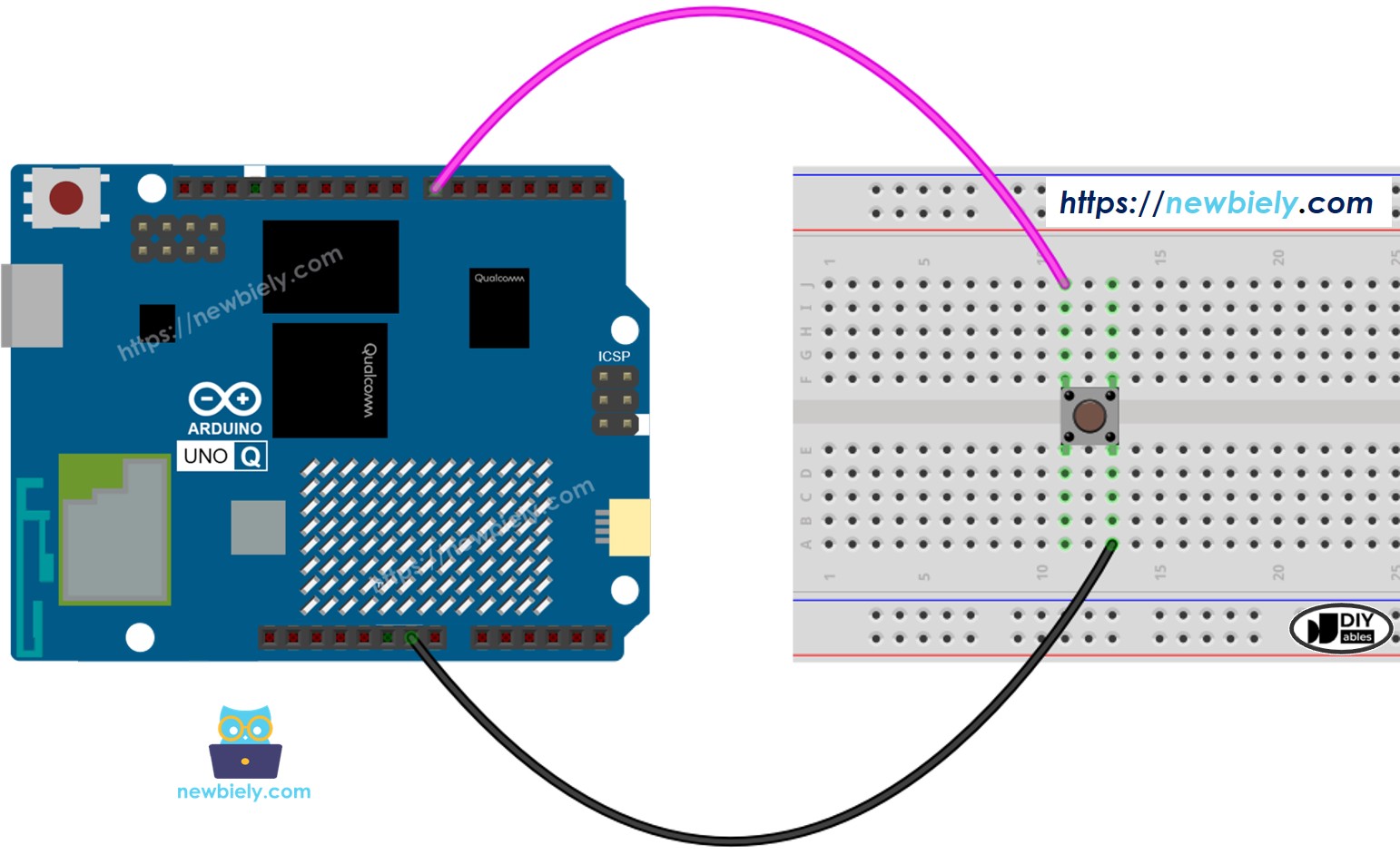 Arduino UNO Q Tasten-Schaltplan