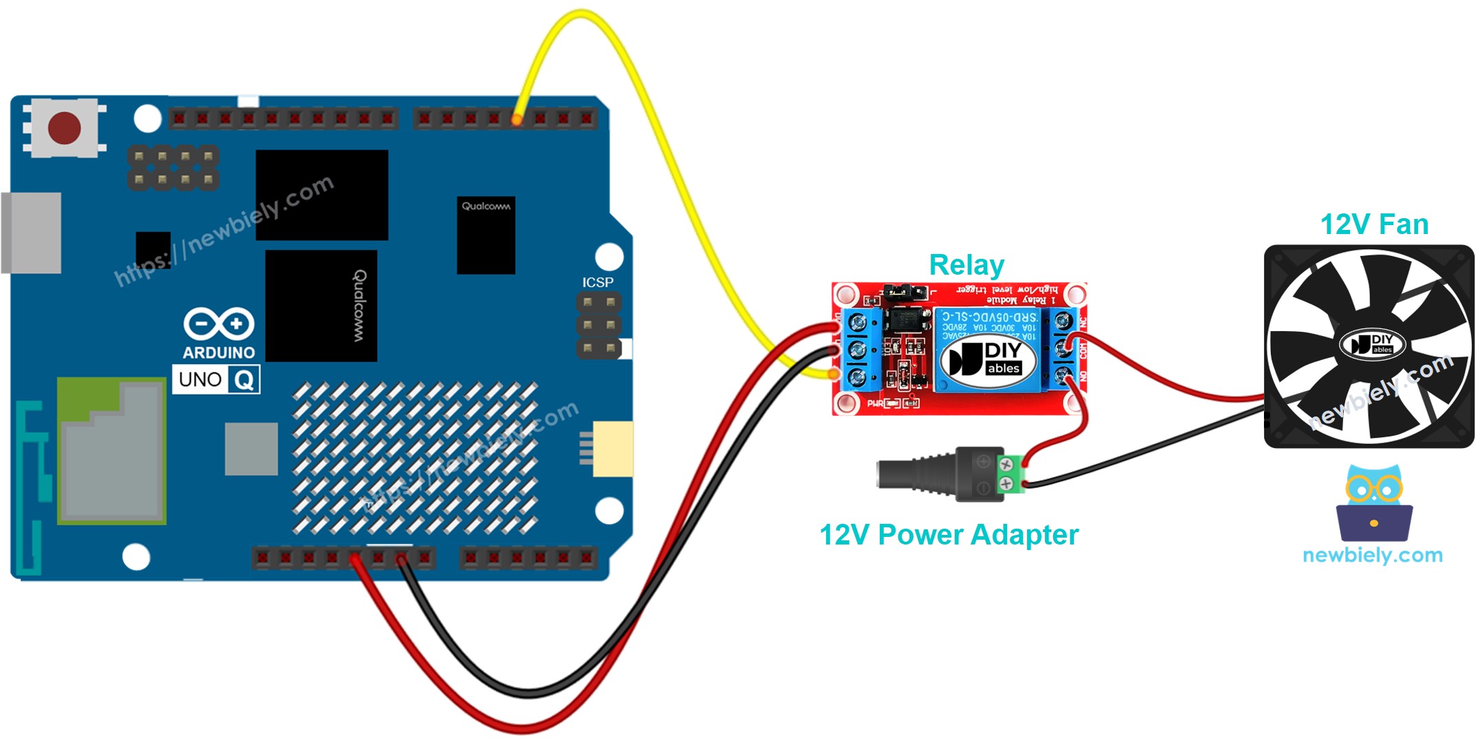 Arduino UNO Q Controls Fan Wiring Diagram