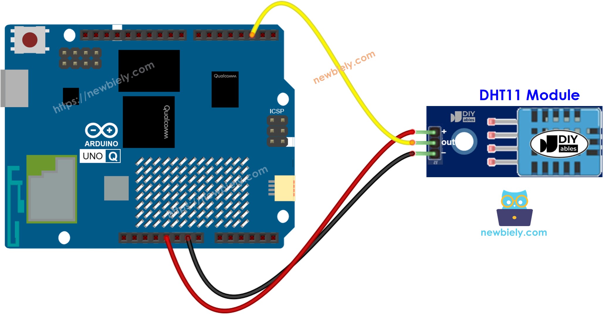 Arduino UNO Q DHT11 Module Wiring Diagram