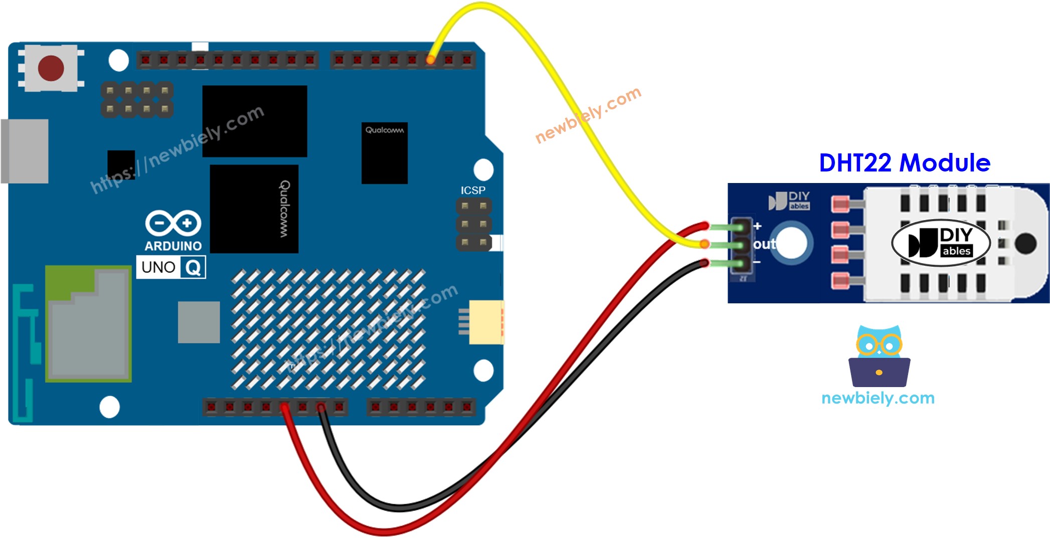 Arduino UNO Q DHT22-Modul-Verdrahtungsdiagramm
