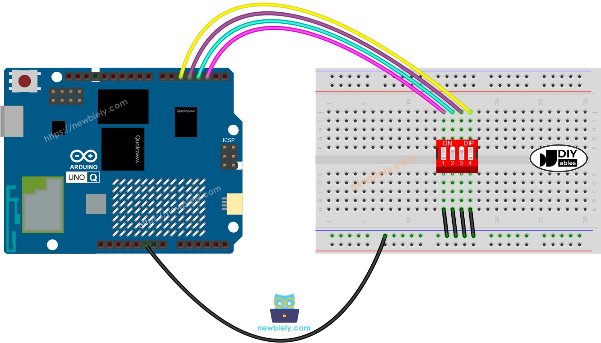 Arduino UNO Q DIP-Schalter Schaltschema