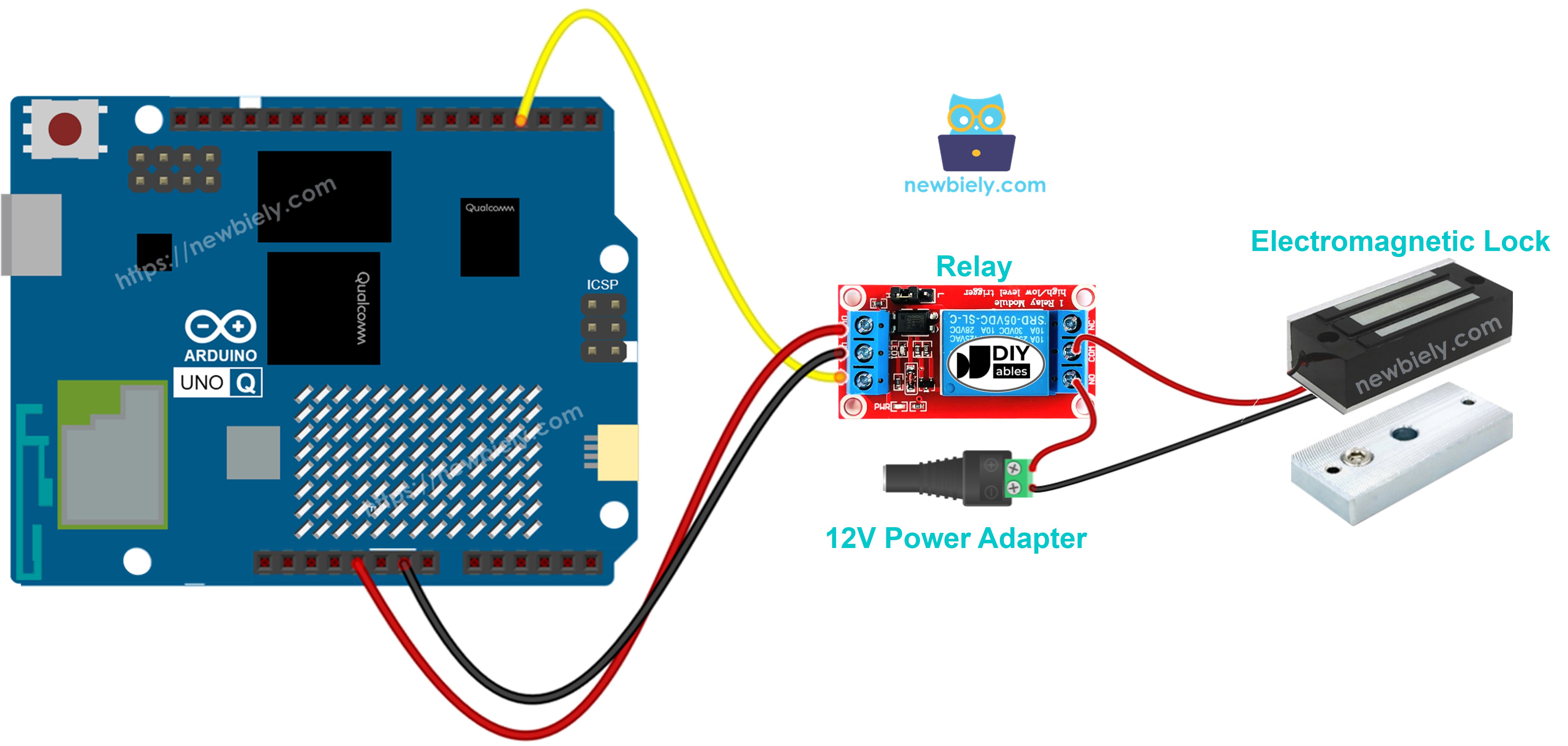 Arduino UNO Q Elektromagnetisches Schloss Schaltplan