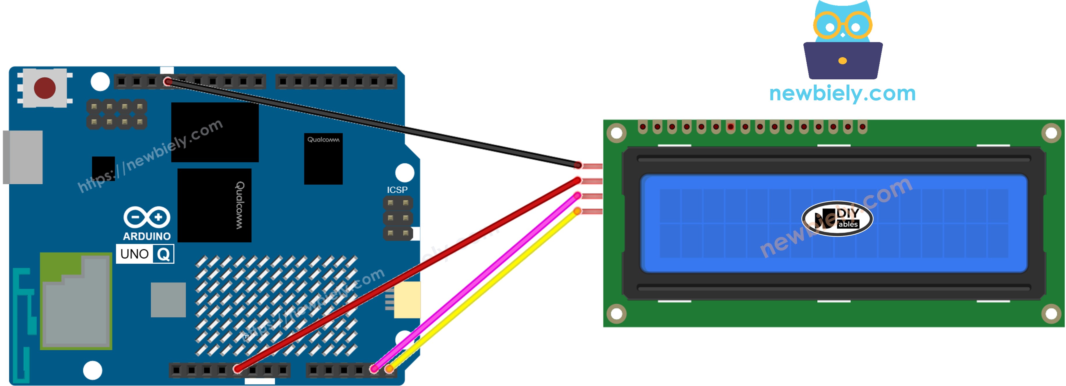 Arduino UNO Q LCD I2C Schaltplan