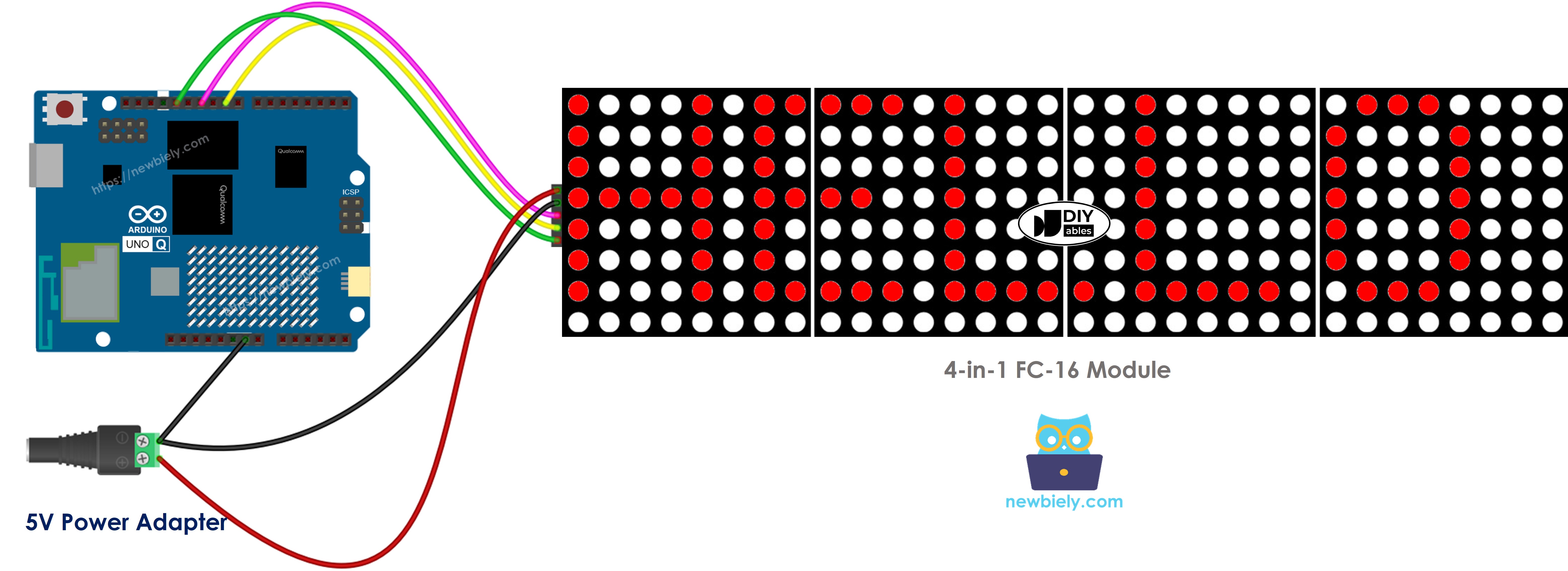Arduino UNO Q LED matrix wiring diagram