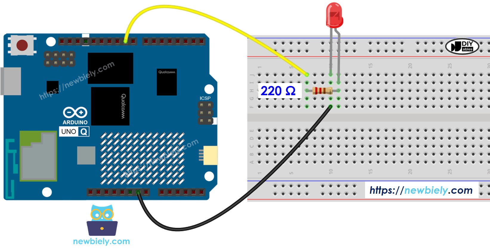 Arduino UNO Q LED-Schaltplan