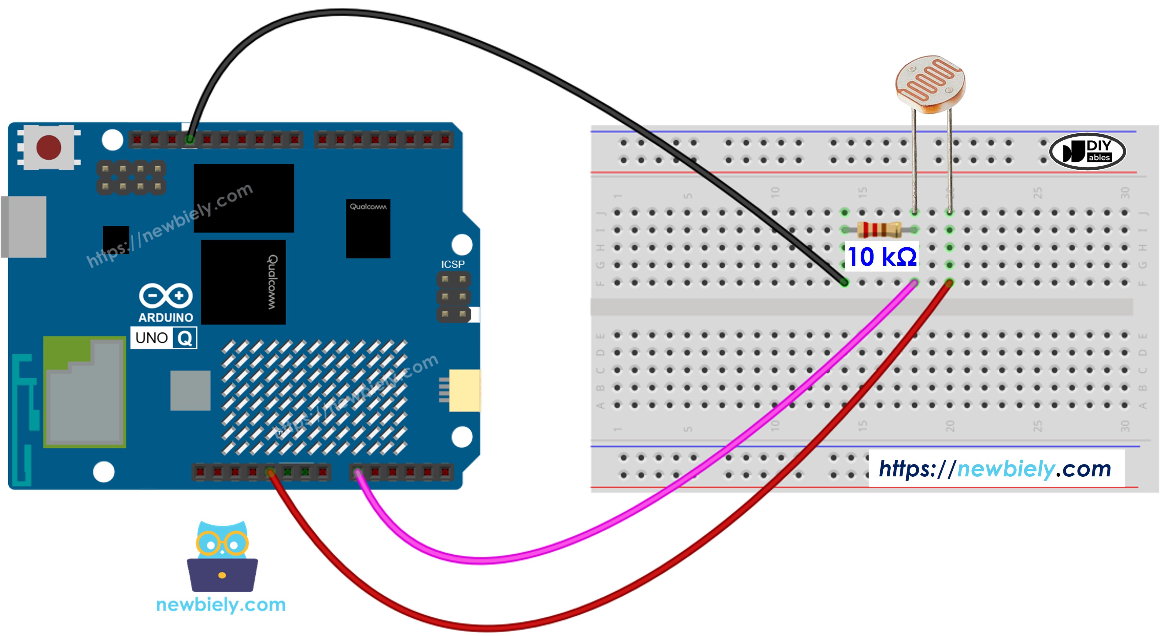 Arduino UNO Q Lichtsensor Schaltplan