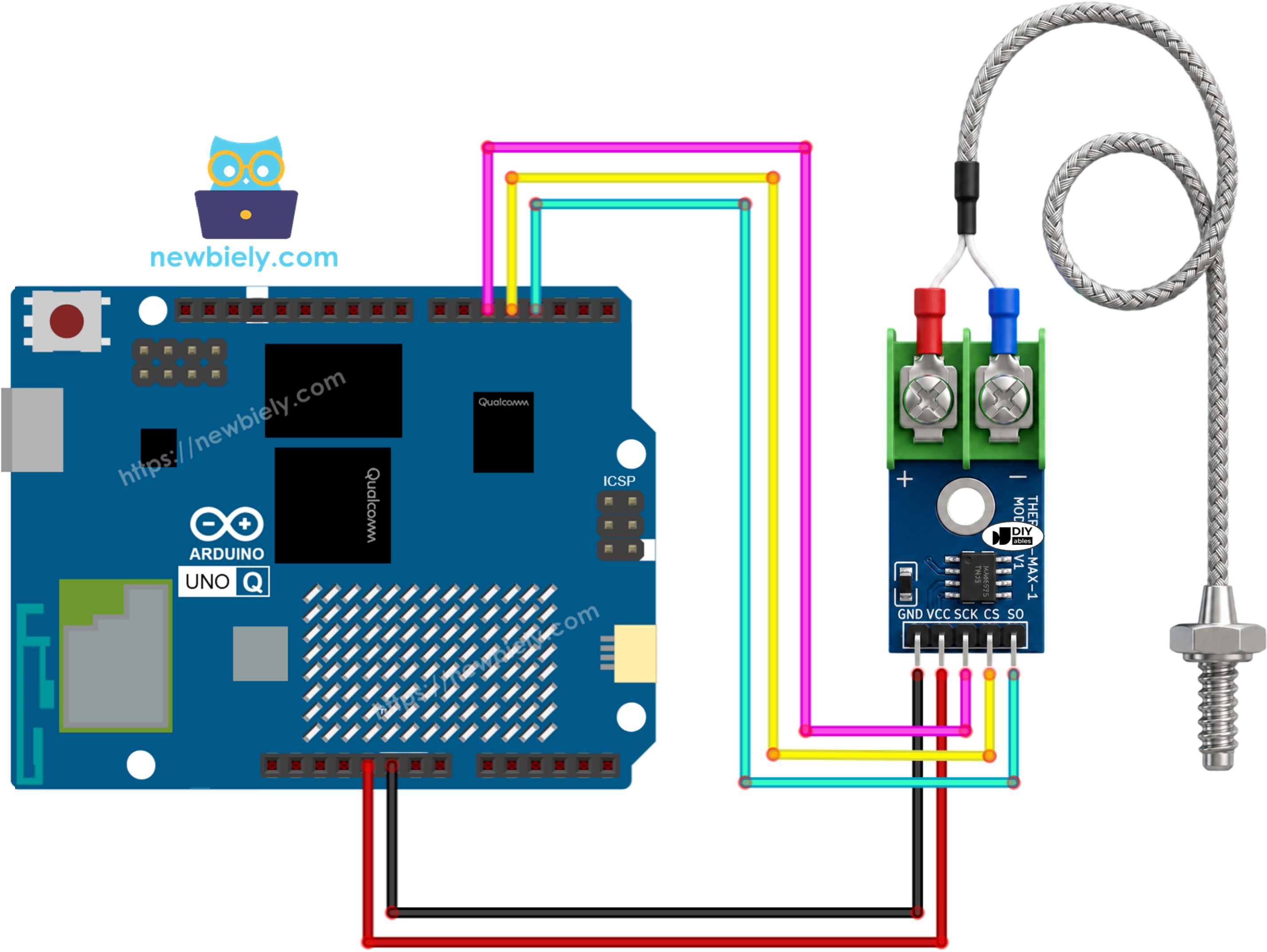 Arduino UNO Q MAX6675 Thermoelement-Modul Schaltplan