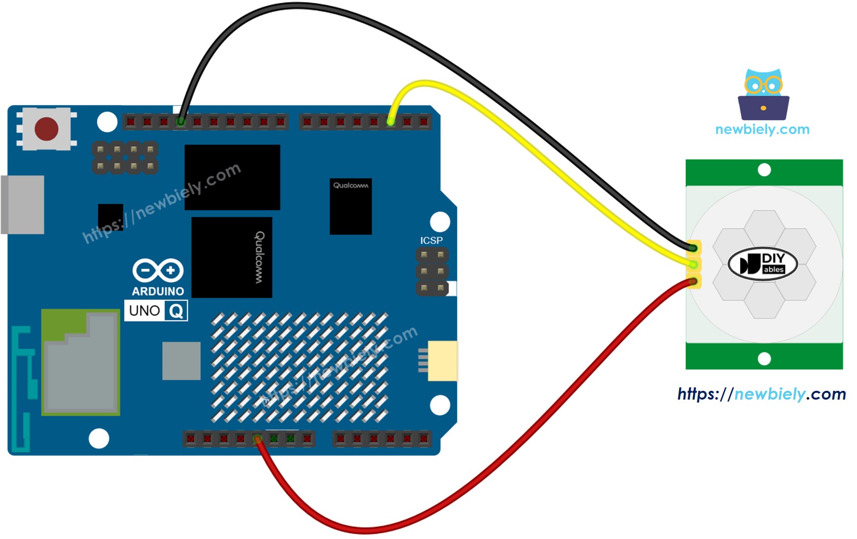 Arduino UNO Q Bewegungsmelder-Schaltplan