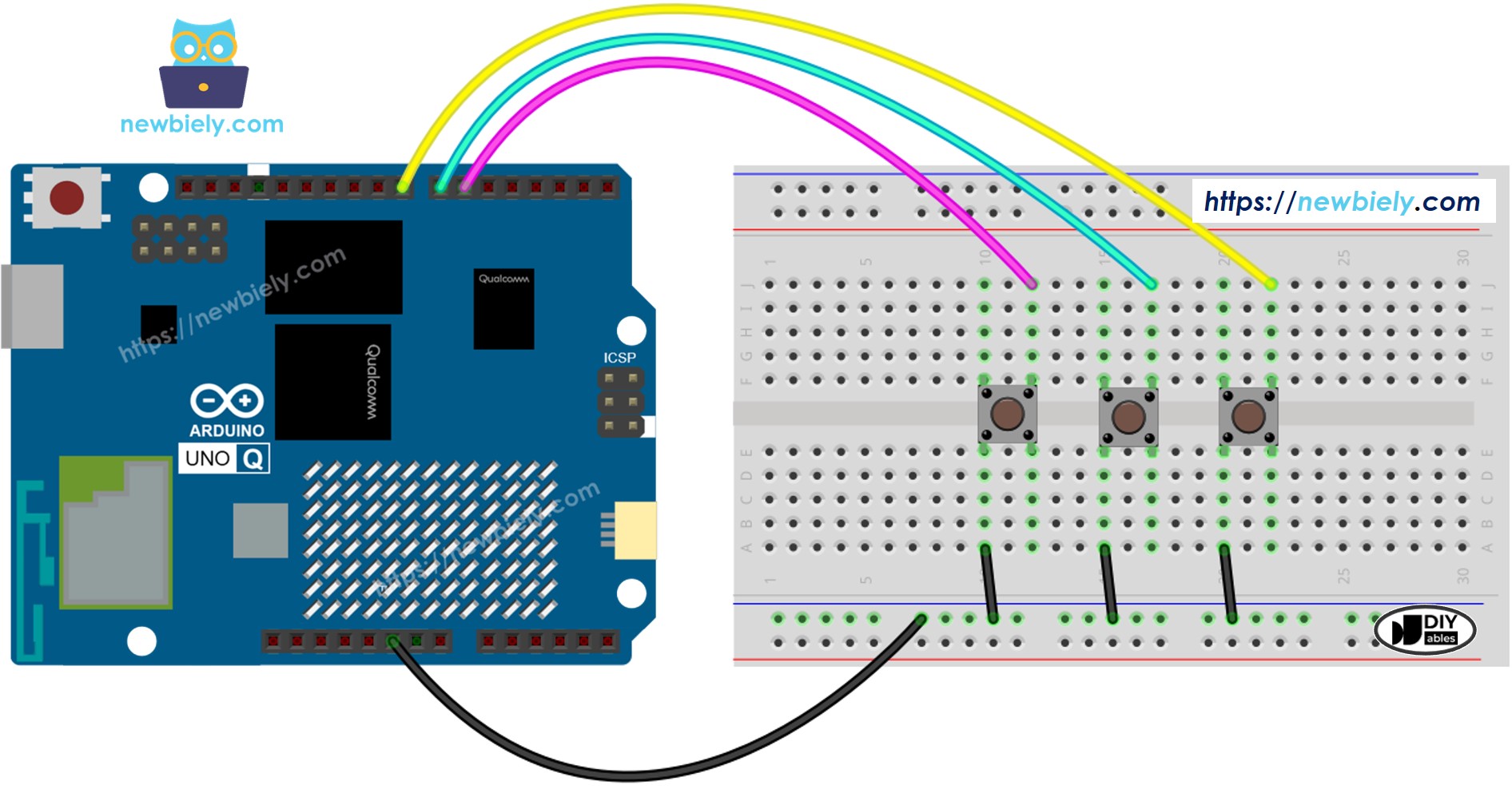 Arduino UNO Q Multi-Button Schaltplan