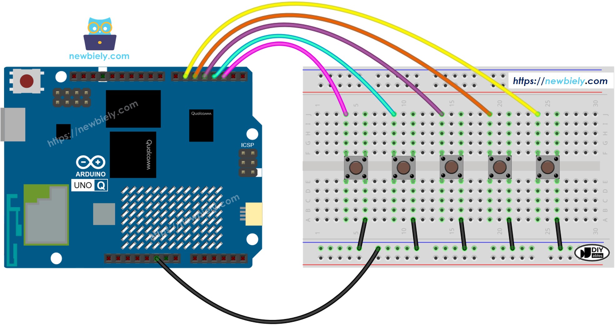 Arduino UNO Q Mehrere Tasten Schaltplan