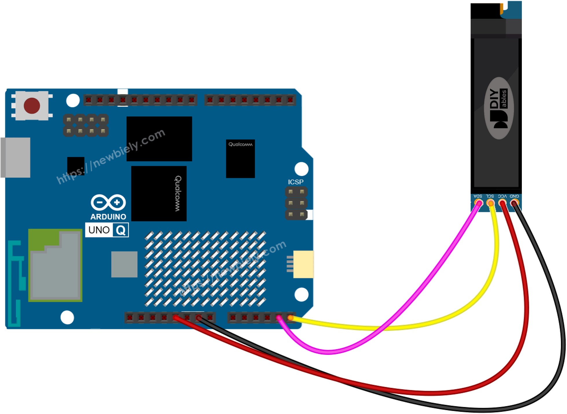 Arduino UNO Q OLED 128x32 Schaltplan