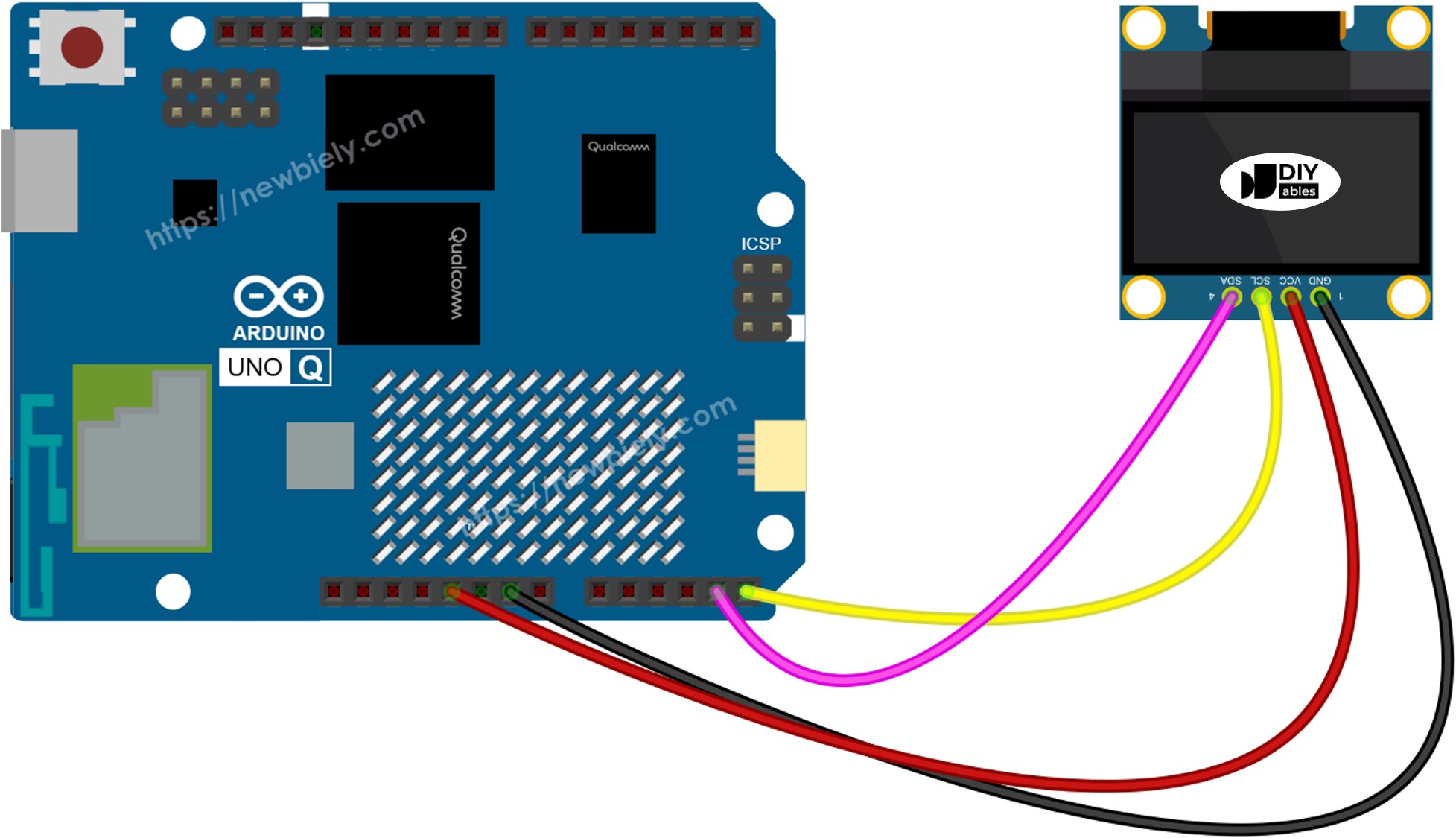 Arduino UNO Q OLED 128x64 Schaltplan