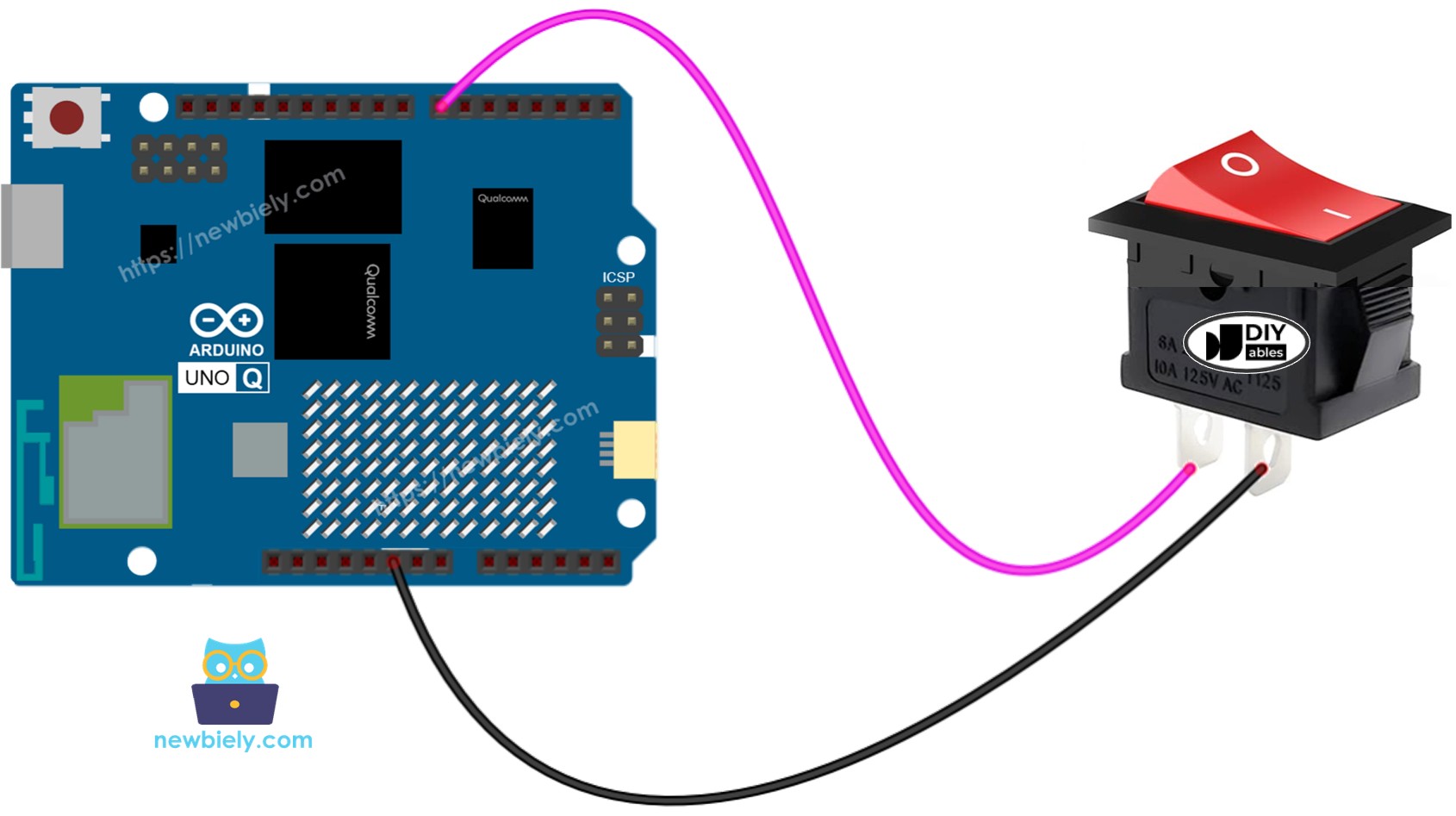Arduino UNO Q ON/OFF Switch Wiring Diagram