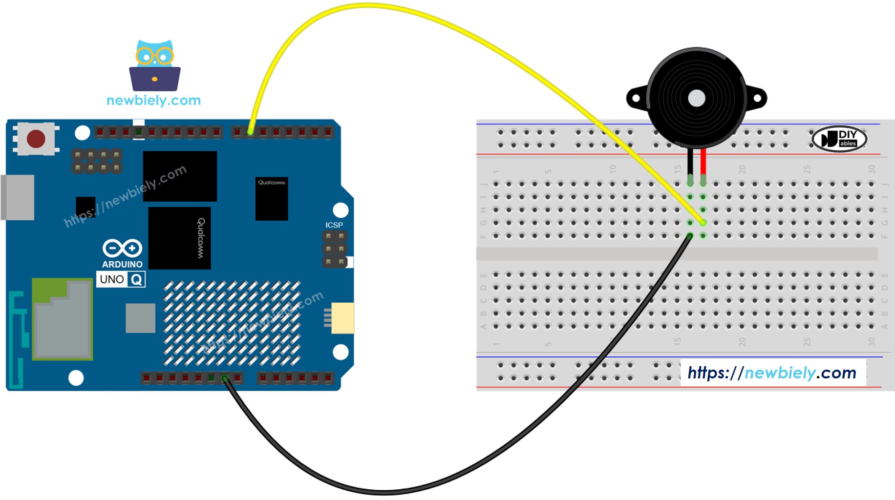 Arduino UNO Q Piezo-Summer-Schaltplan