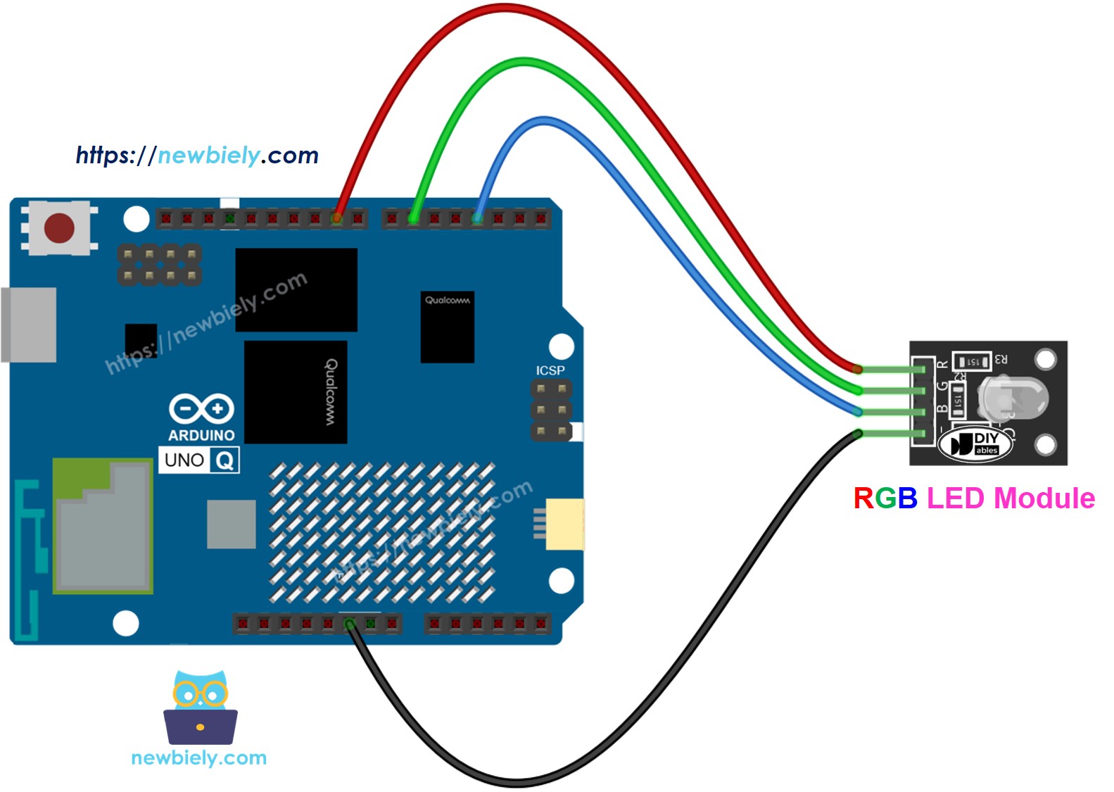 Arduino UNO Q RGB-LED Modulschaltplan