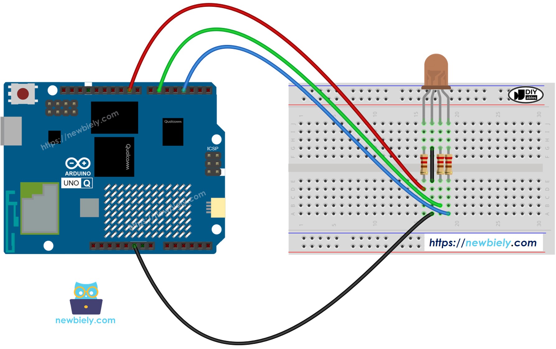 Arduino UNO Q RGB-LED Schaltplan