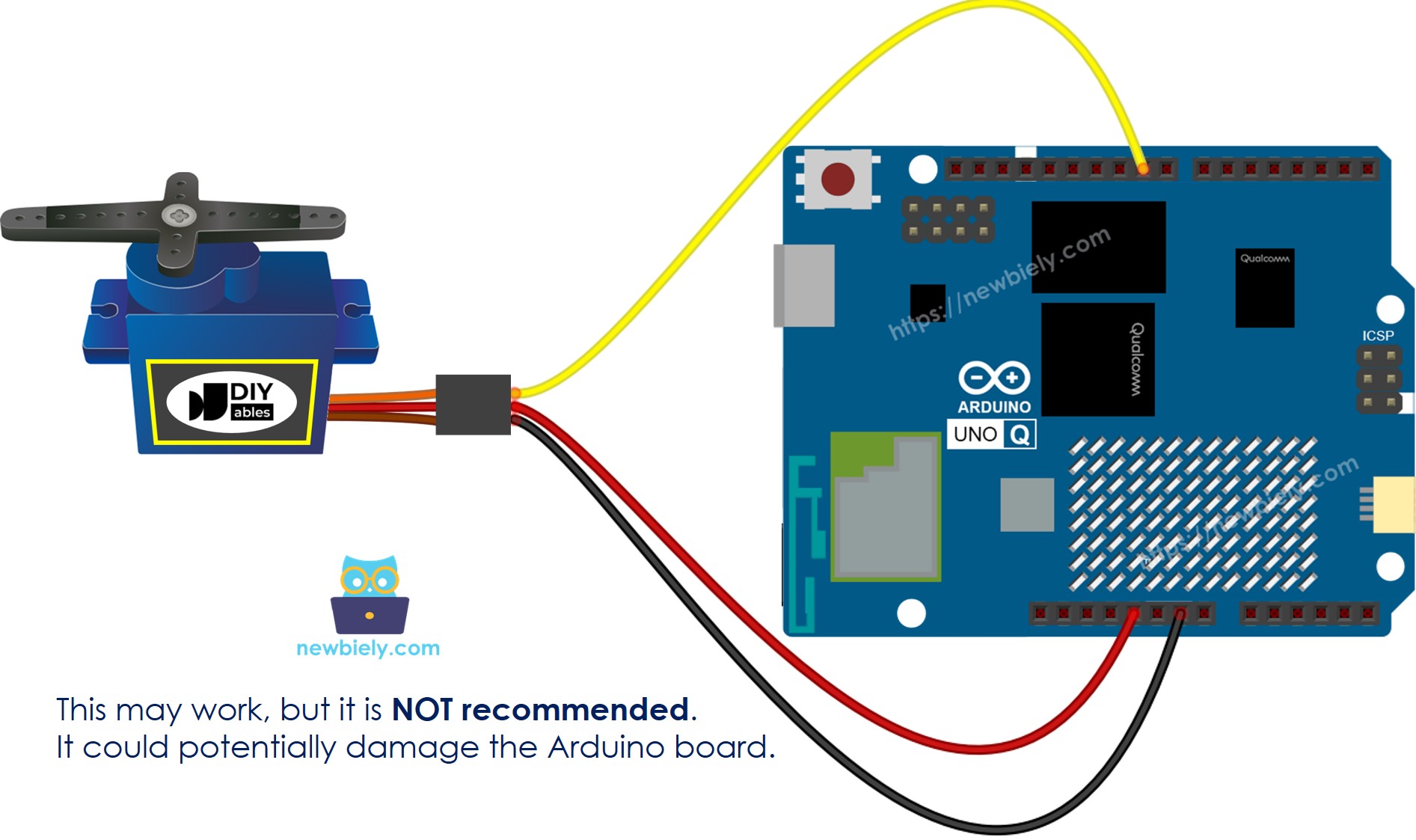 Arduino UNO Q Servomotor Verdrahtungsschema