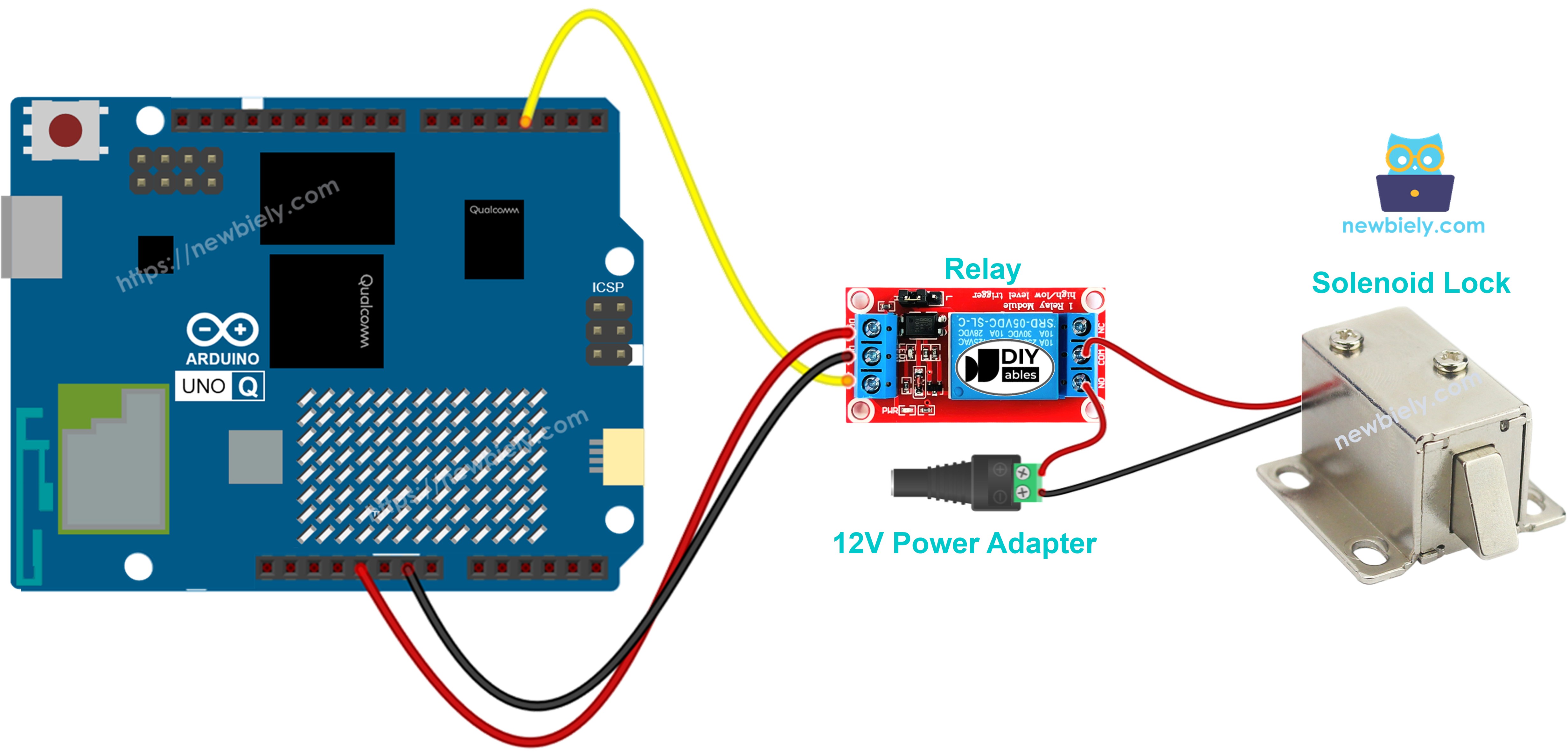 Arduino UNO Q Solenoid Schloss Schaltplan