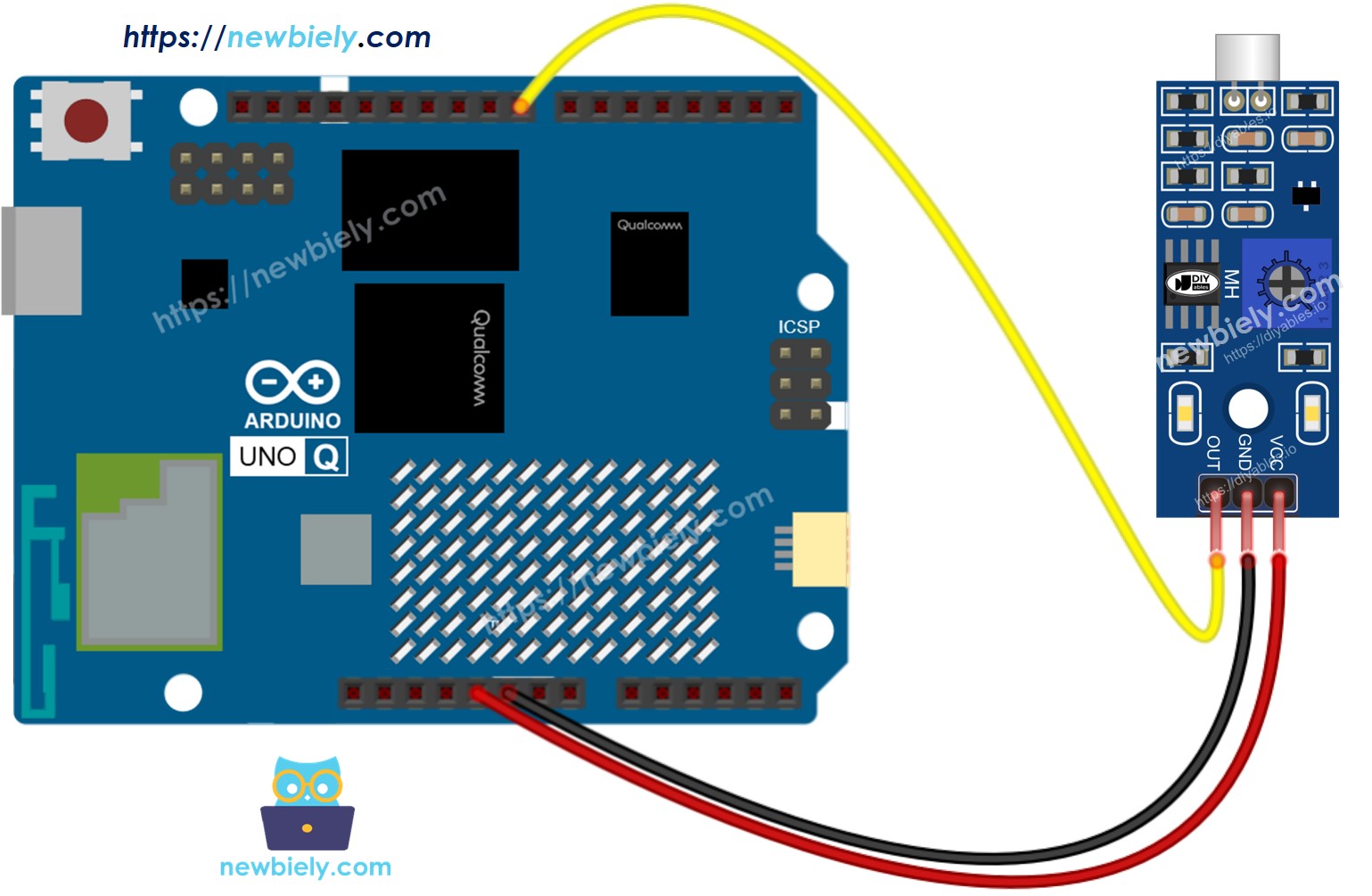 Arduino UNO Q Schallsensor Schaltschema
