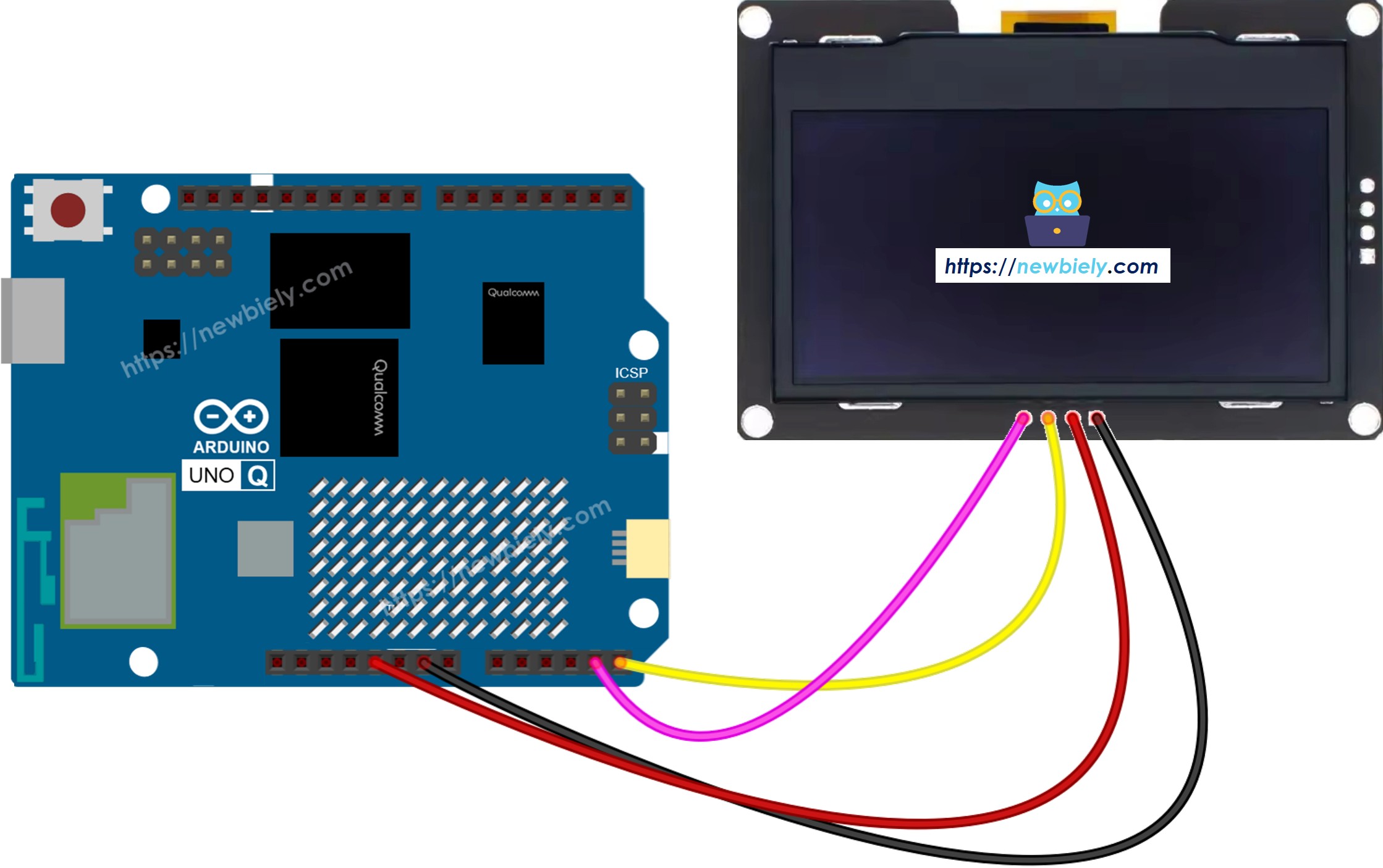 Arduino UNO Q SSD1309 OLED Schaltplan