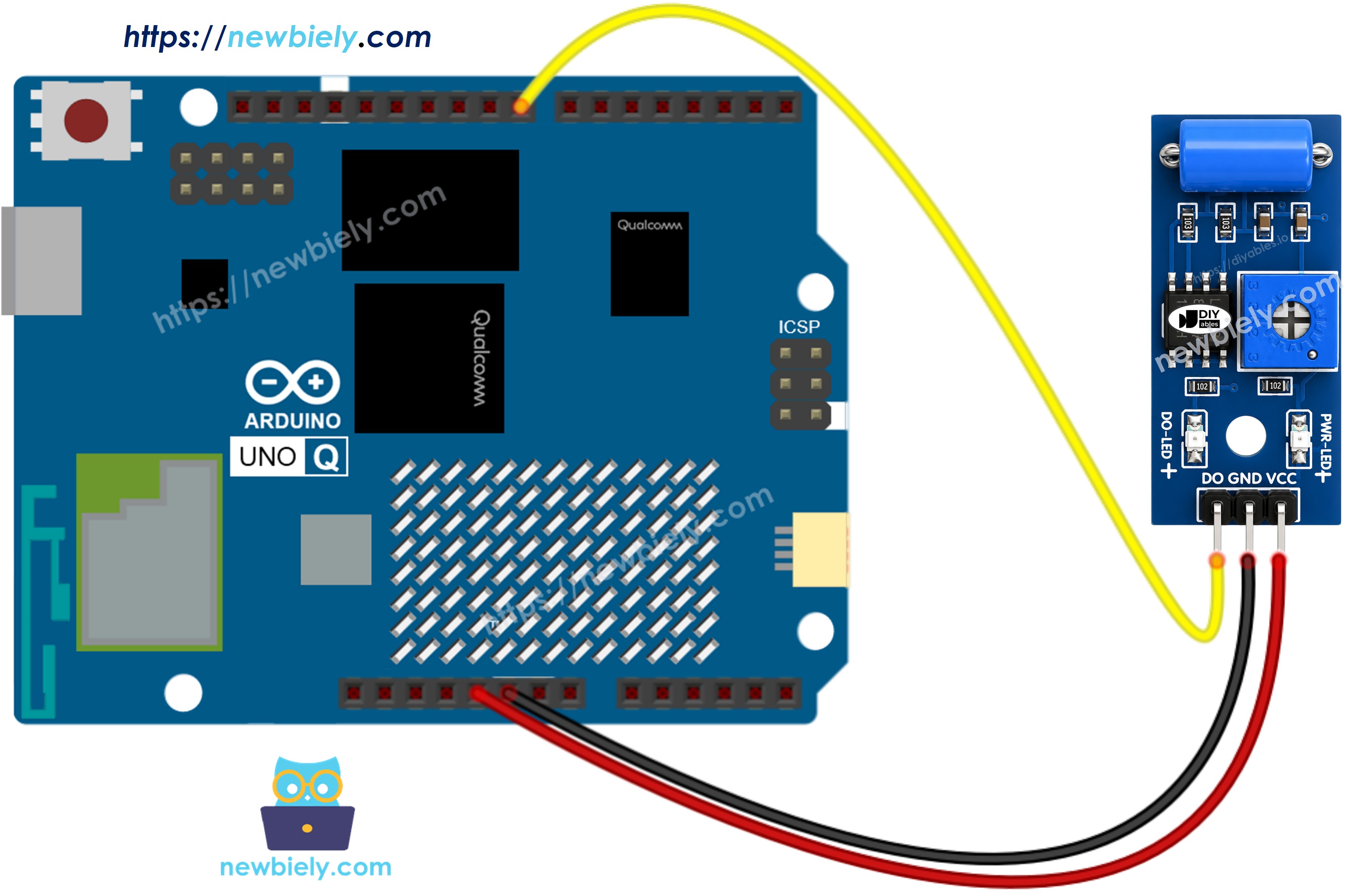 Arduino UNO Q SW-420 Vibrationssensor Schaltplan
