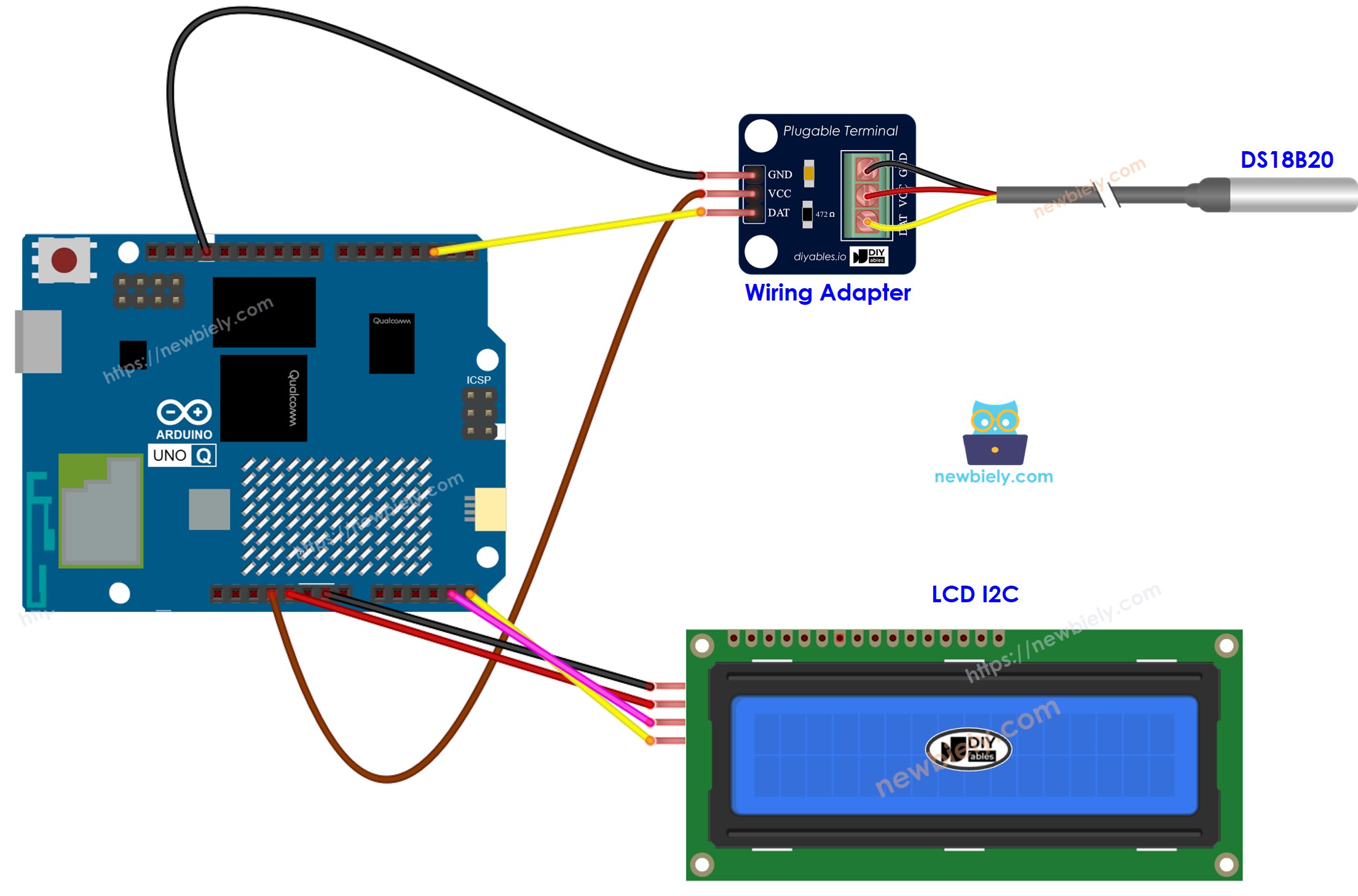 Arduino UNO Q Temperature Sensor LCD Wiring Diagram