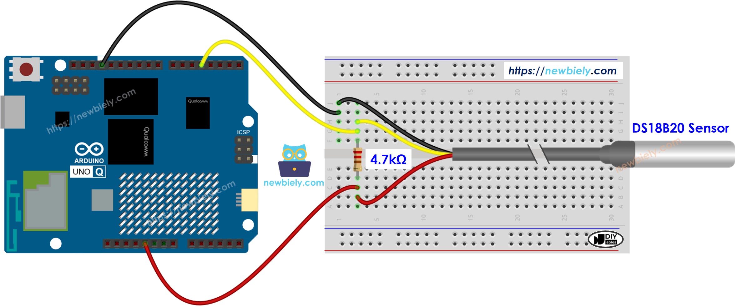 Arduino UNO Q Temperatursensor Schaltplan