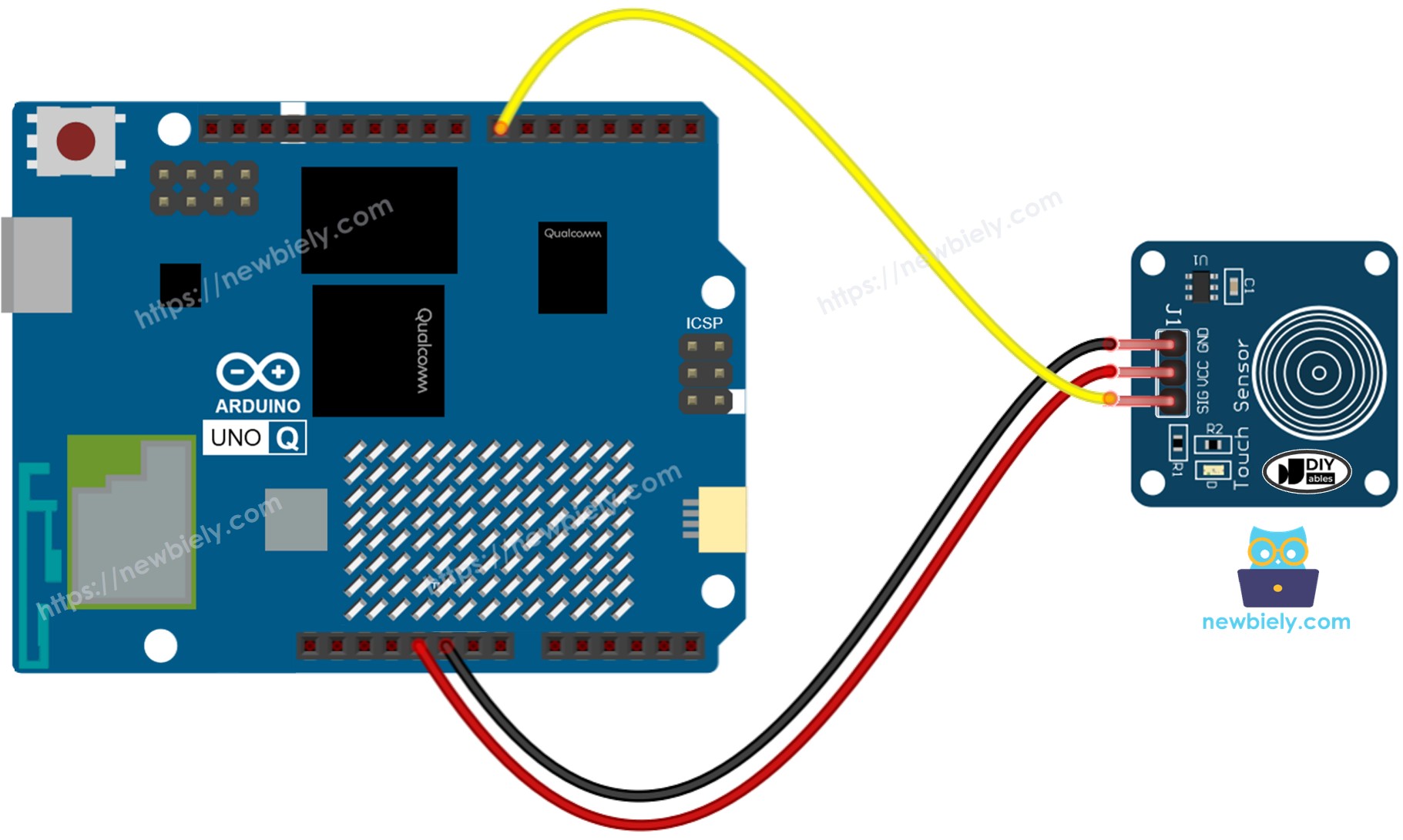 Arduino UNO Q Berührungssensor Schaltplan