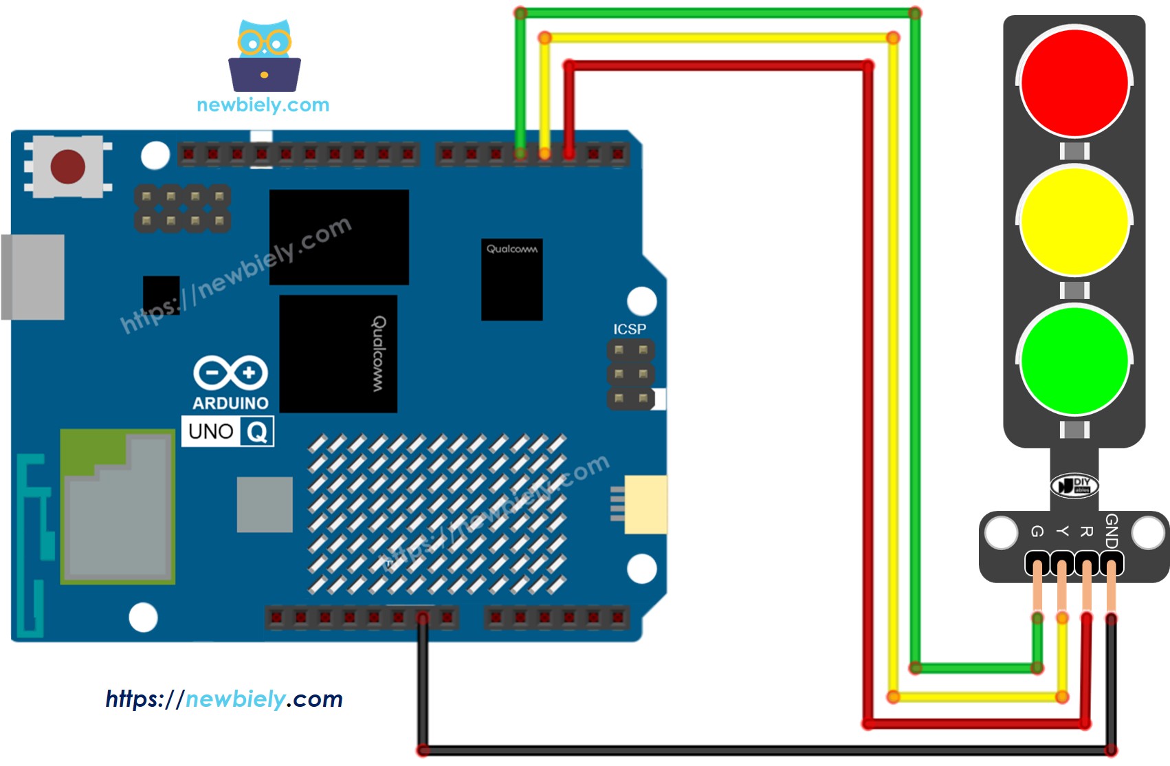 Arduino UNO Q Ampelmodul Schaltplan