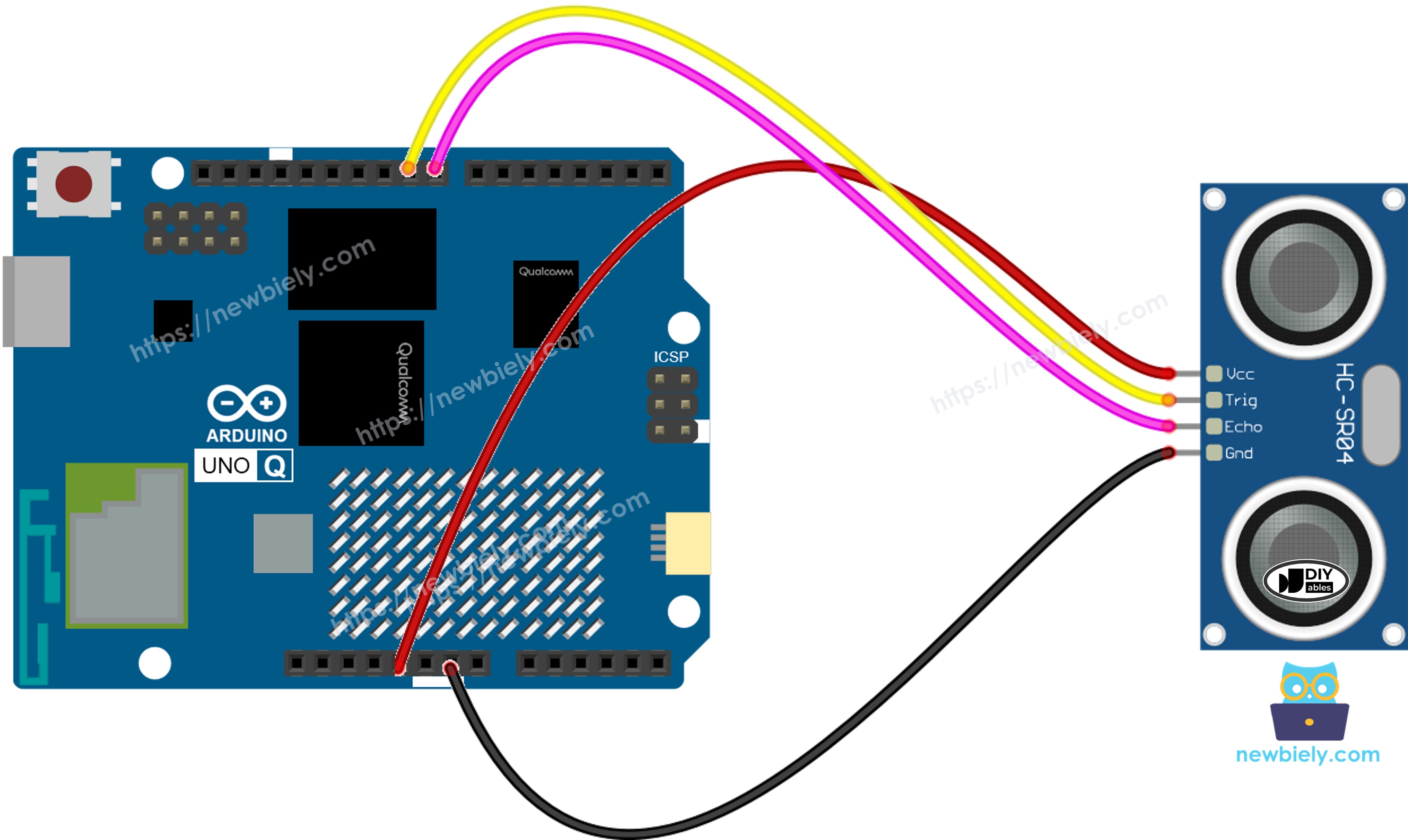 Arduino UNO Q Ultraschallsensor Schaltplan
