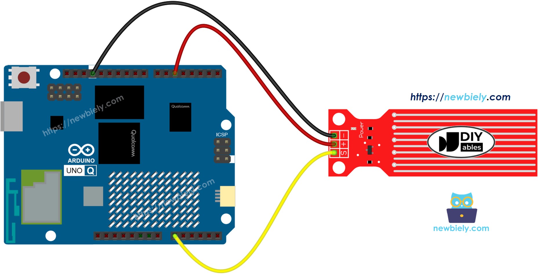 Arduino UNO Q Wassersensor Verdrahtungsdiagramm