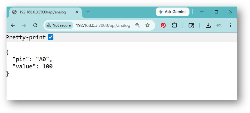 Arduino UNO Q Web Server API Antwort