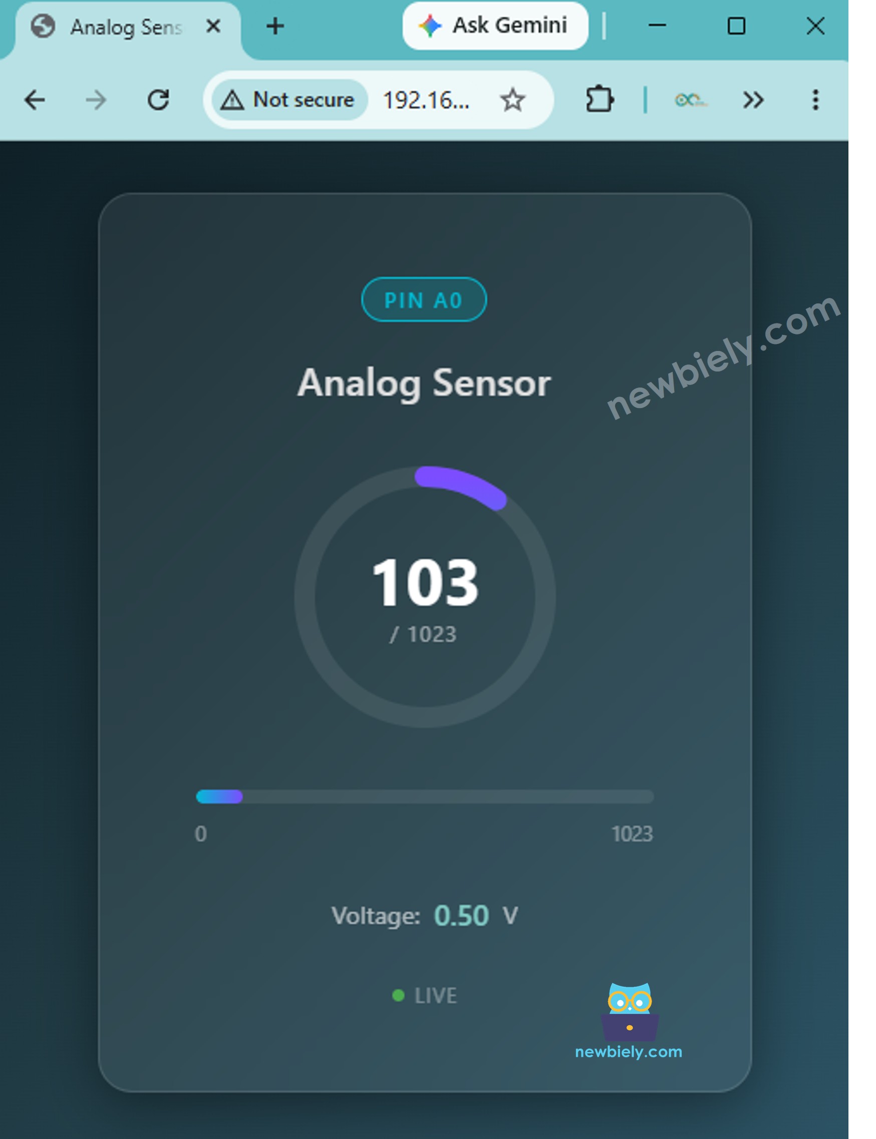 Arduino UNO Q Web Server Assets Seite
