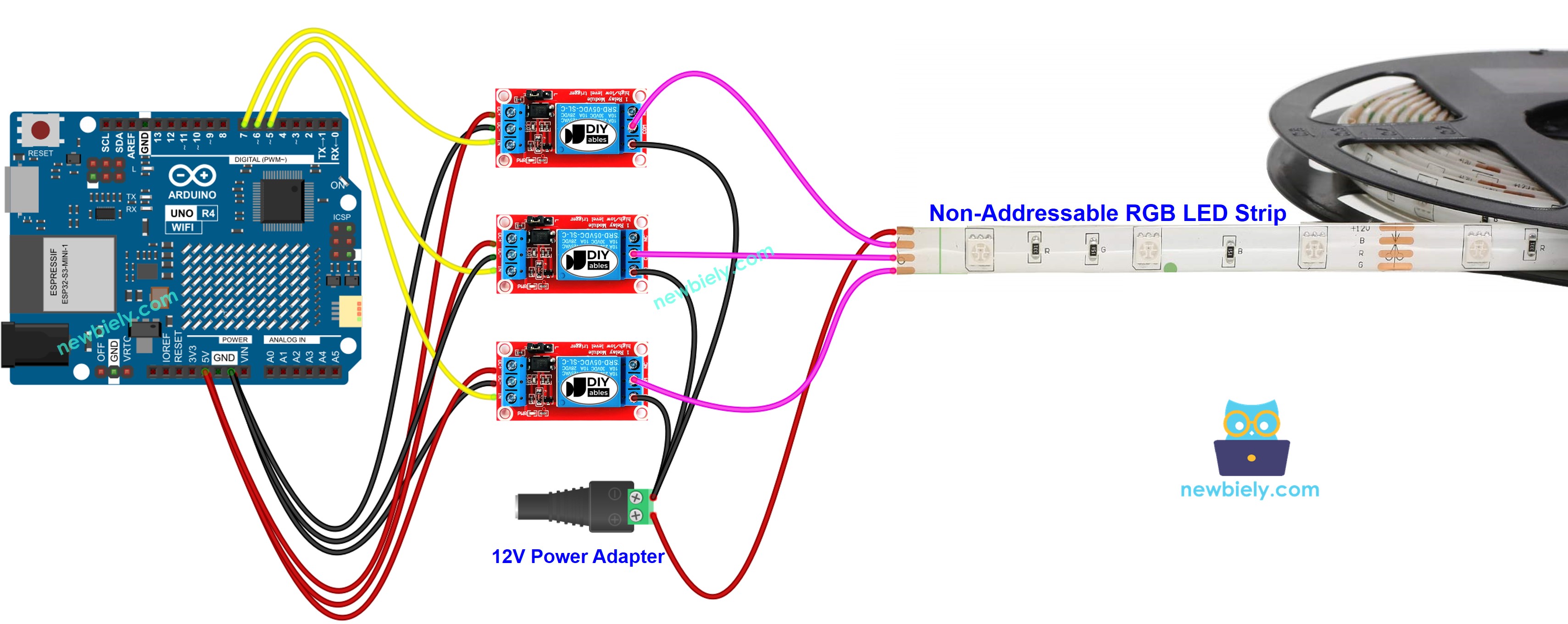 Arduino UNO R4 12-V LED-Streifen-Schaltplan