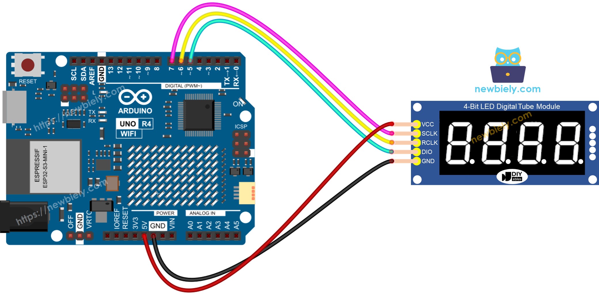 Arduino UNO R4 74HC595 Modul-Schaltplan