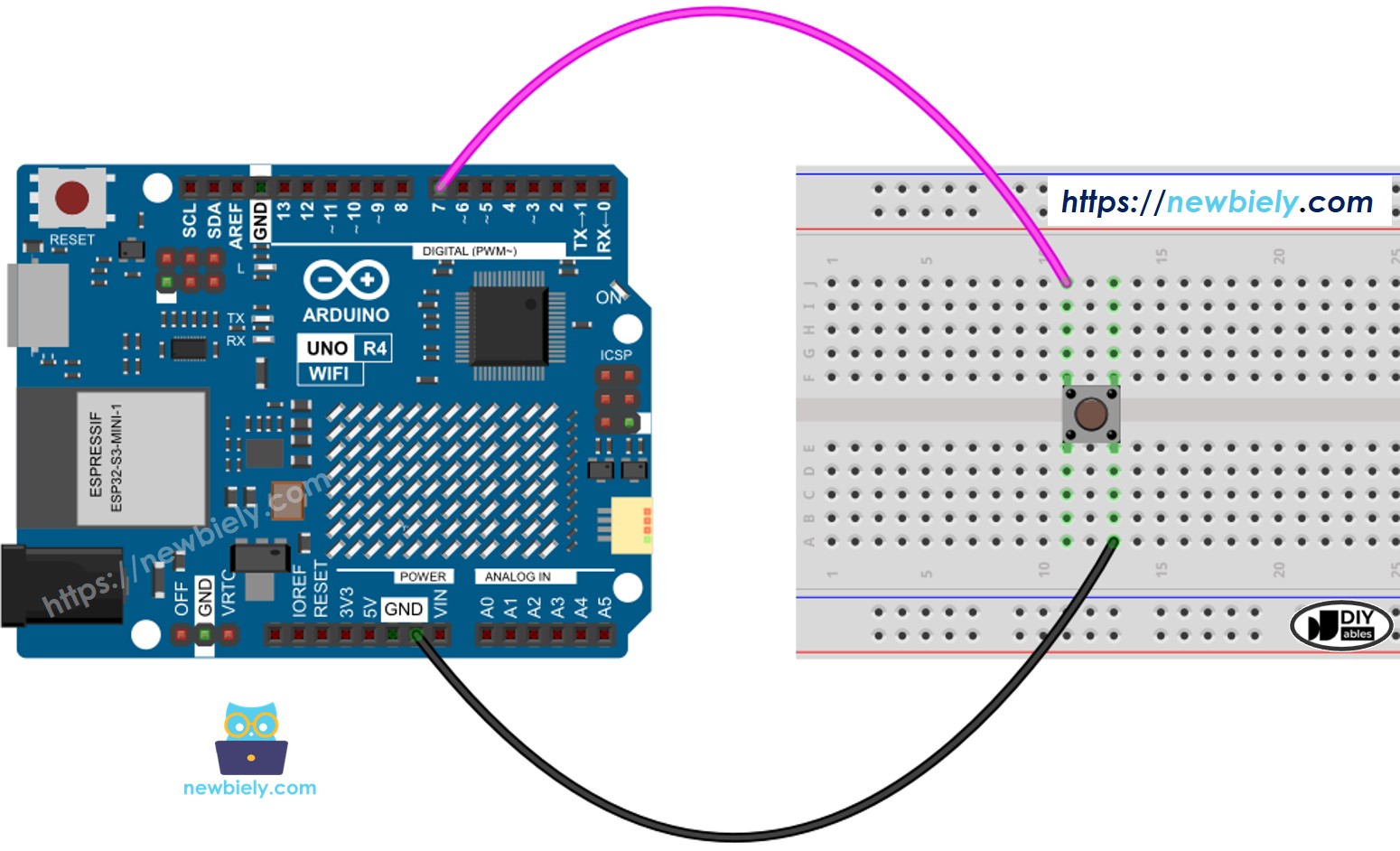Arduino UNO R4 Taster-Schaltplan