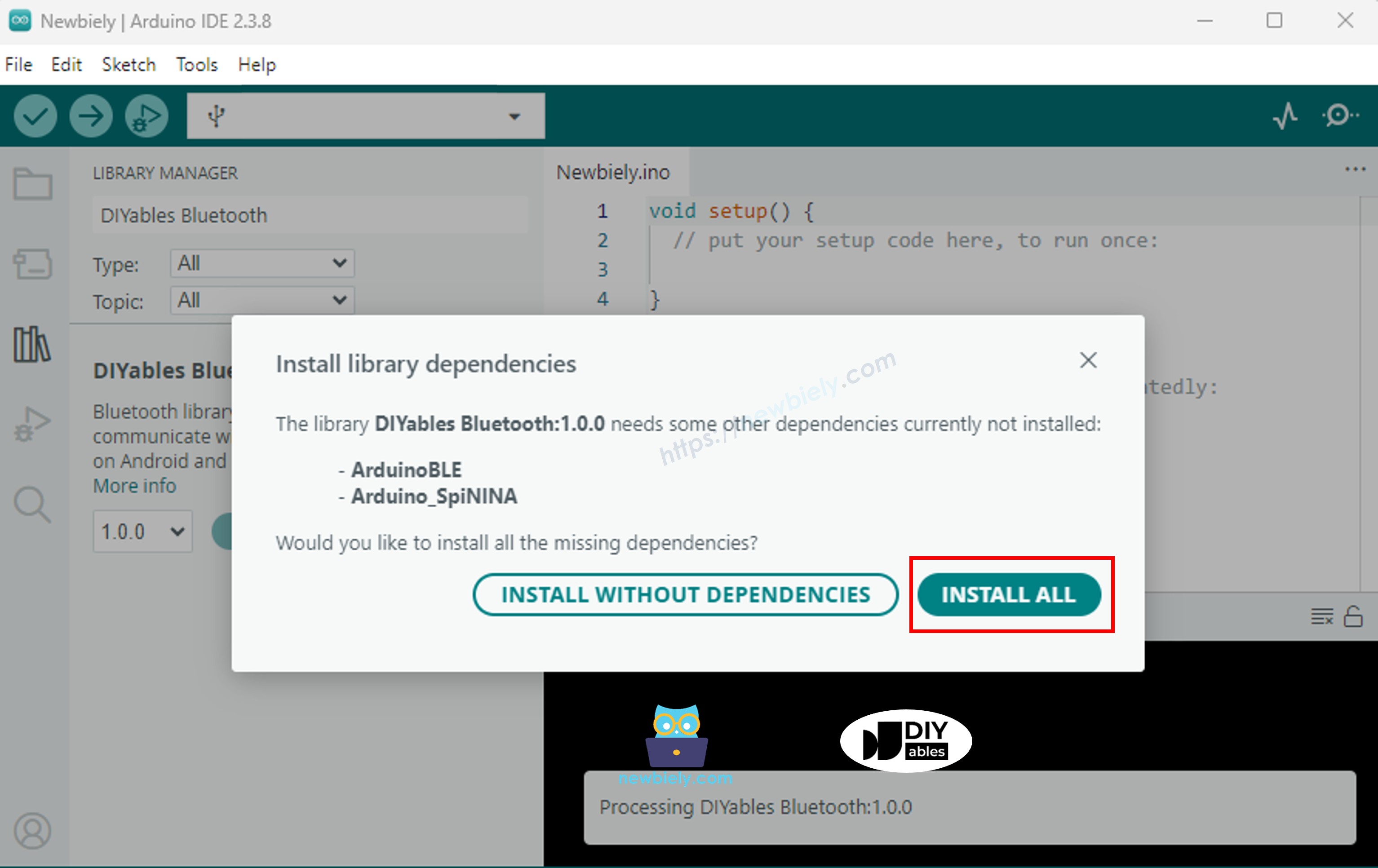 Arduino UNO R4 DIYables Bluetooth Abhängigkeit