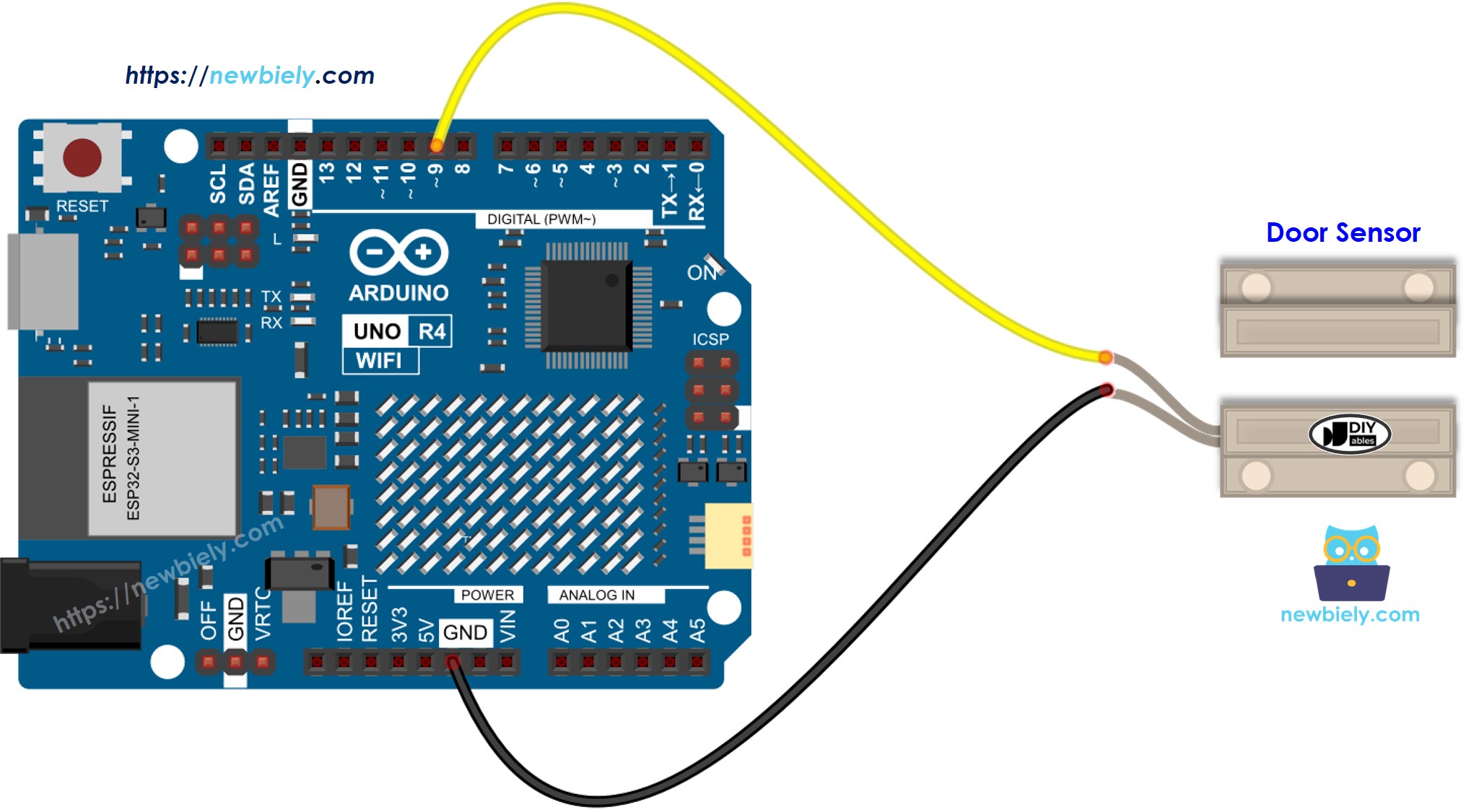 Arduino UNO R4 Türsensor-Verdrahtungsdiagramm