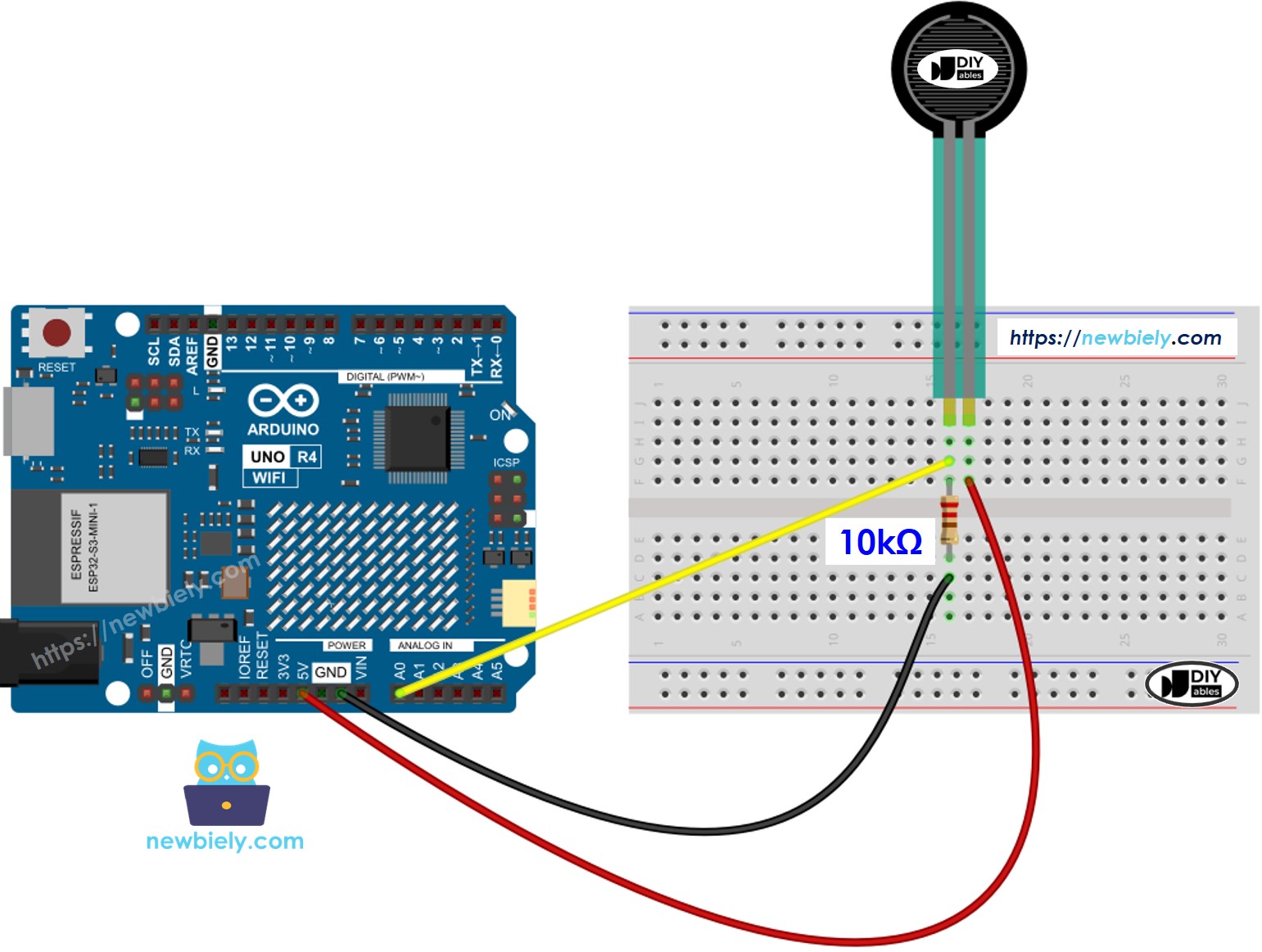Arduino UNO R4 Force Verdrahtungsdiagramm